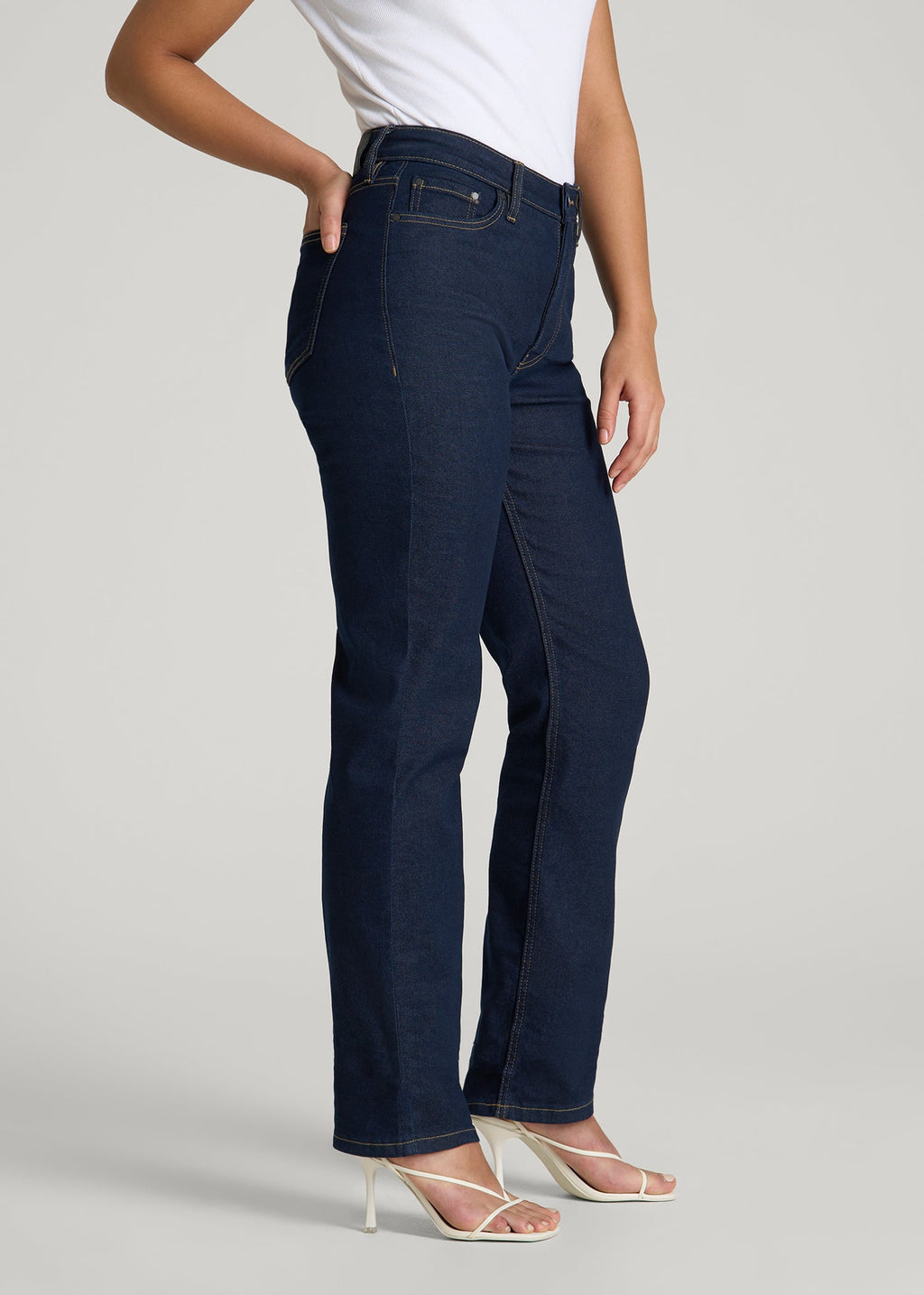 Avery Curve High-Rise Straight Leg Jeans for Tall Women in Deep Indigo Wash
