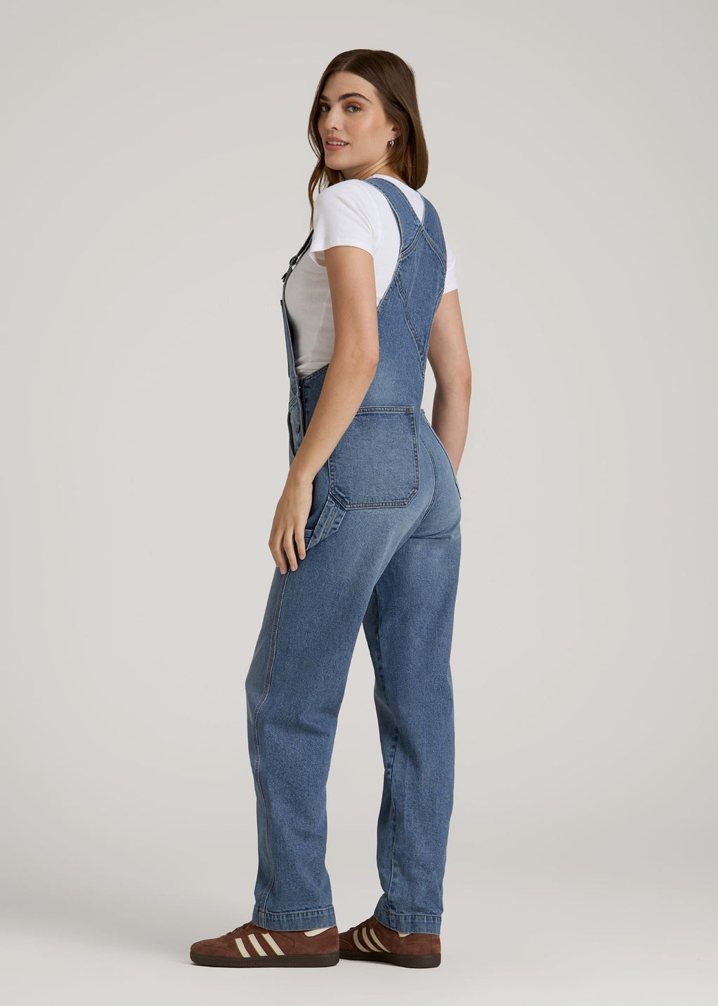 Denim Overalls for Tall Women in Malibu Blue