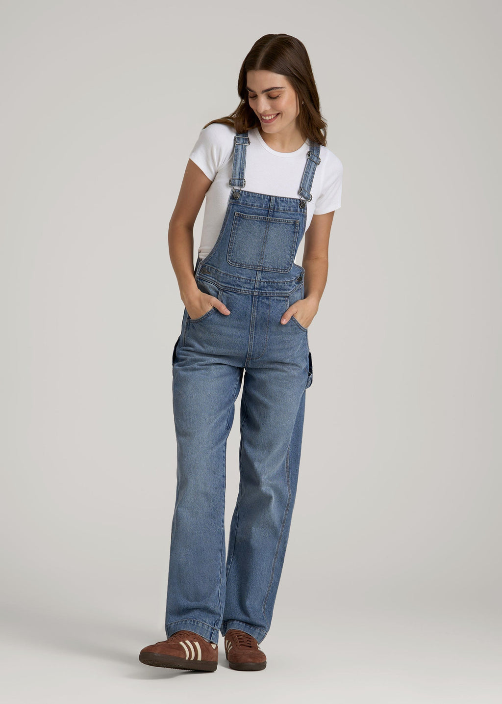 Denim Overalls for Tall Women in Malibu Blue