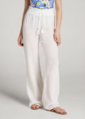 Gauze Cover Up Pants for Tall Women in Bright White