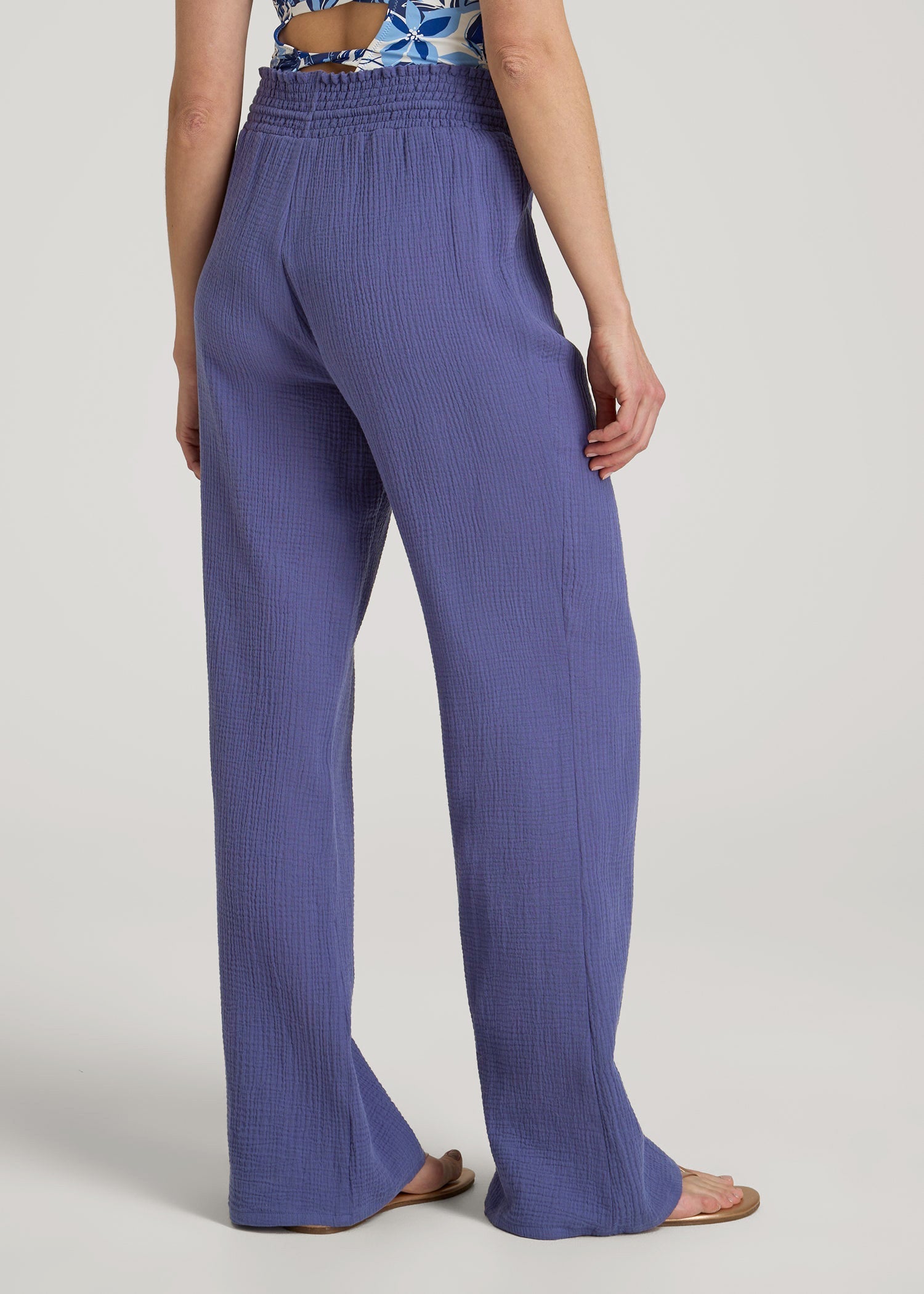 Gauze Cover Up Pants for Tall Women in Future Dusk