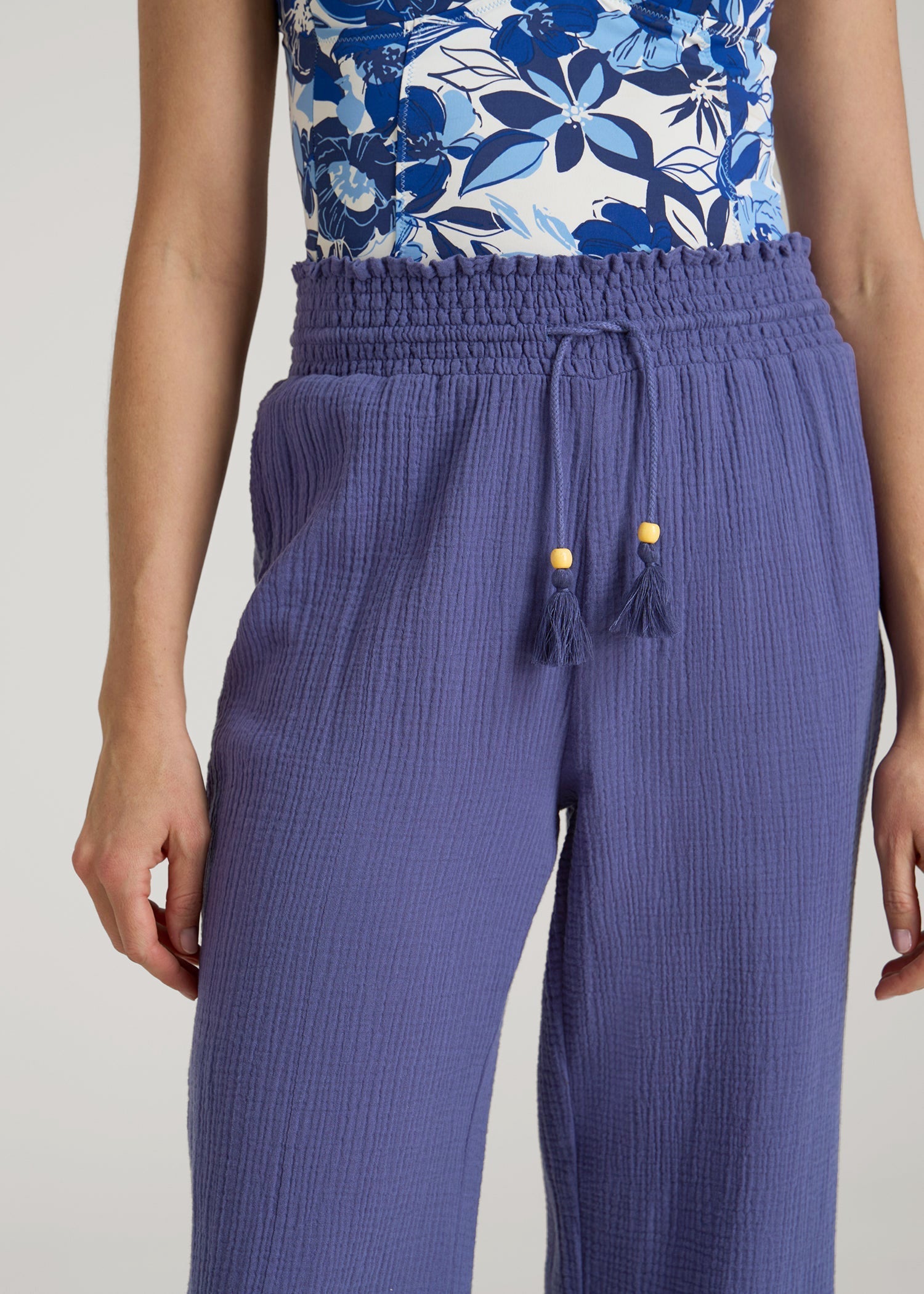 Gauze Cover Up Pants for Tall Women in Future Dusk
