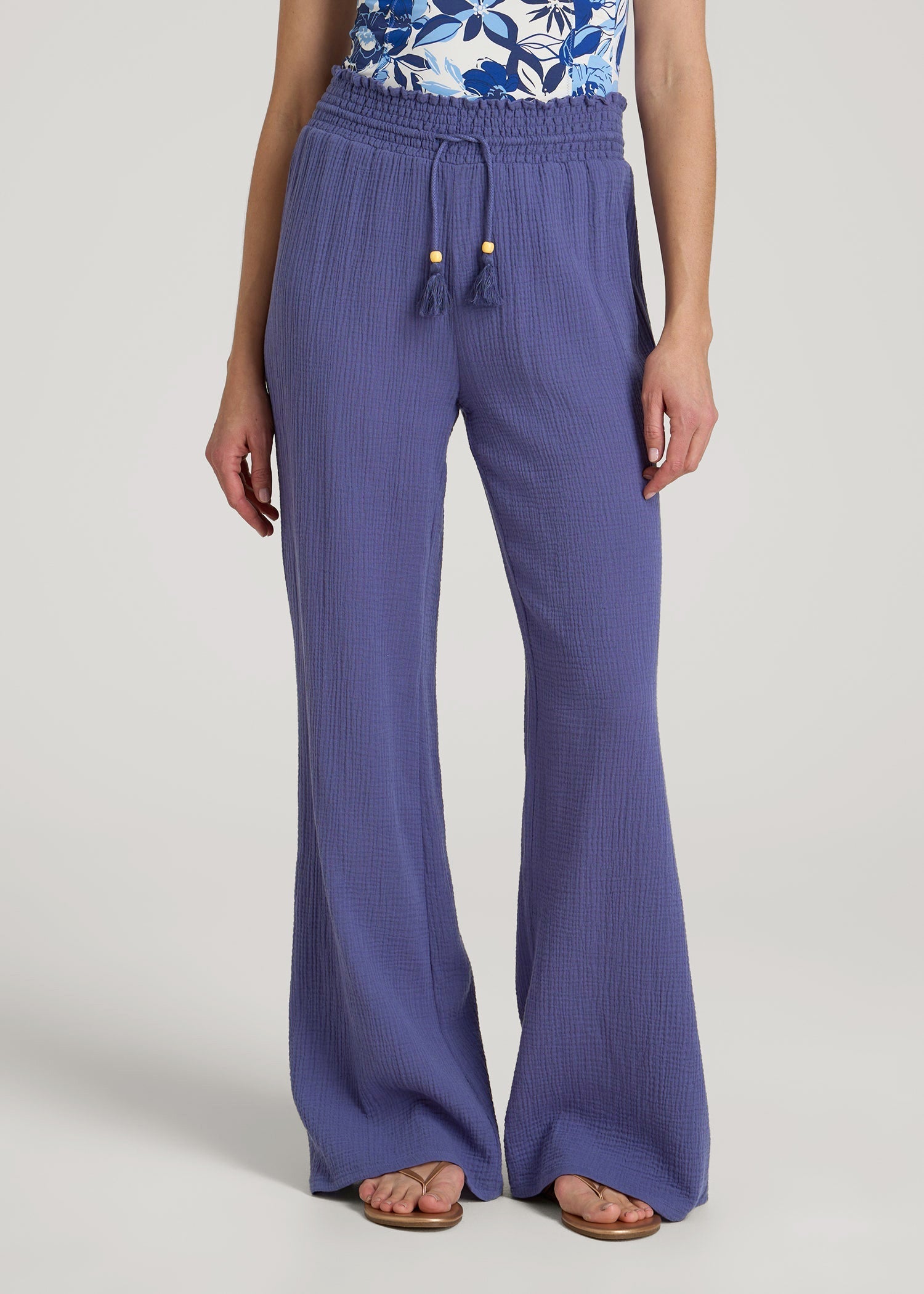 Gauze Cover Up Pants for Tall Women in Future Dusk