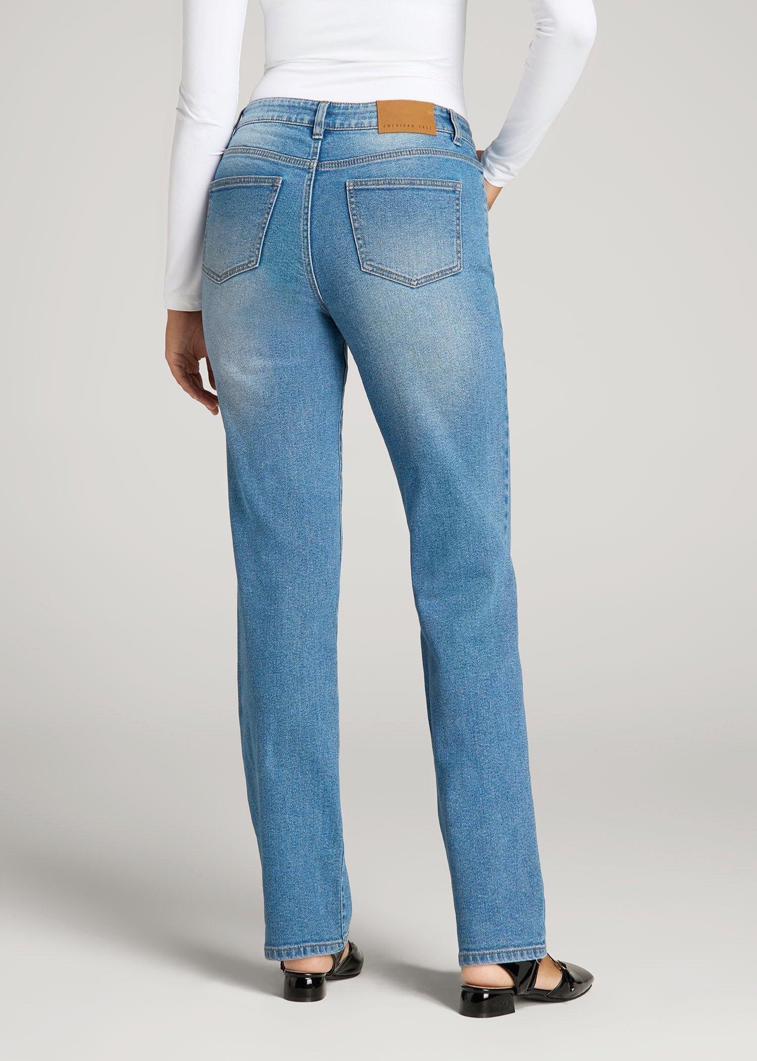 Harper High-Rise Straight Stretch Jeans for Tall Women in Colorado Blue