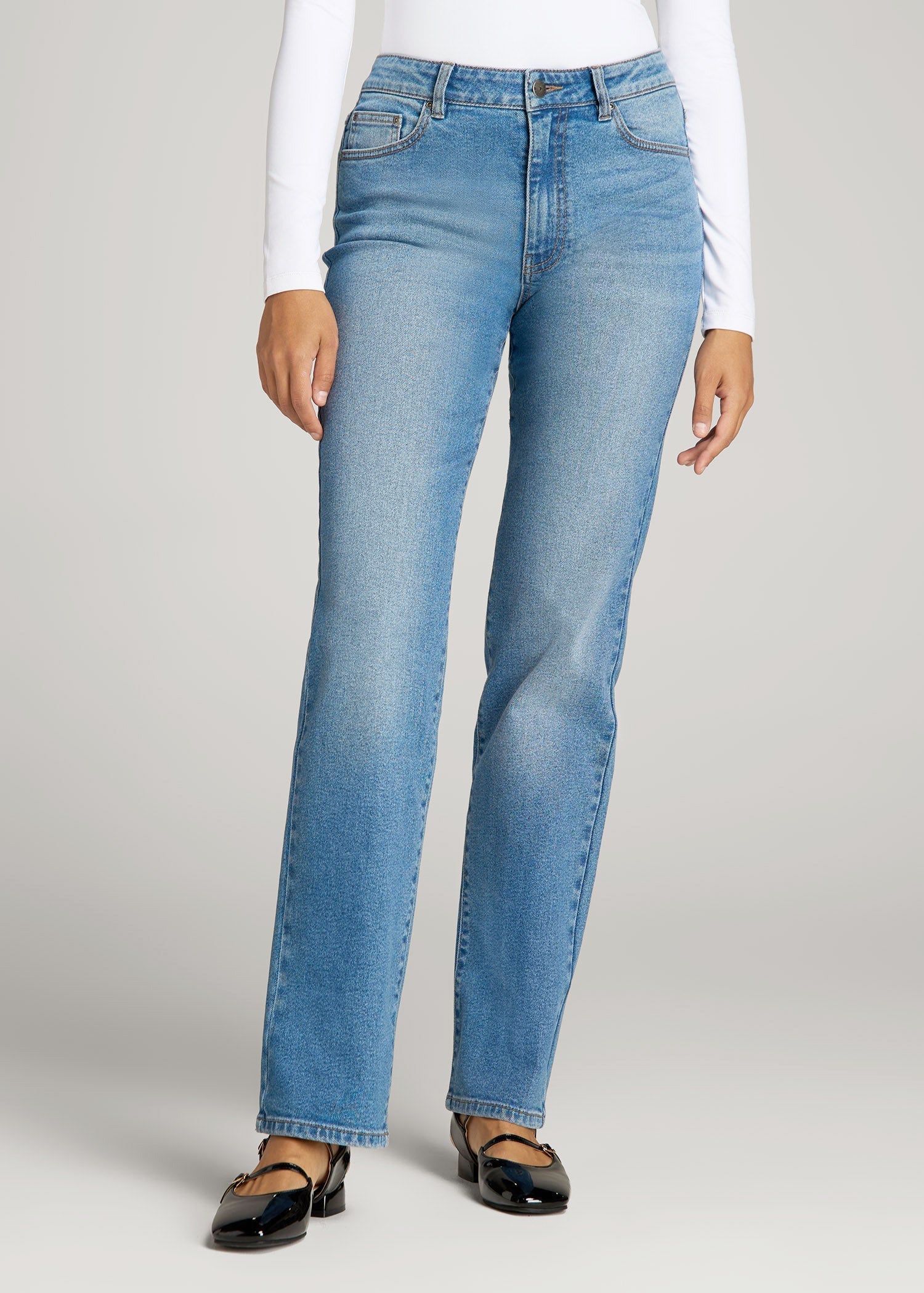 Harper High-Rise Straight Stretch Jeans for Tall Women in Colorado Blue