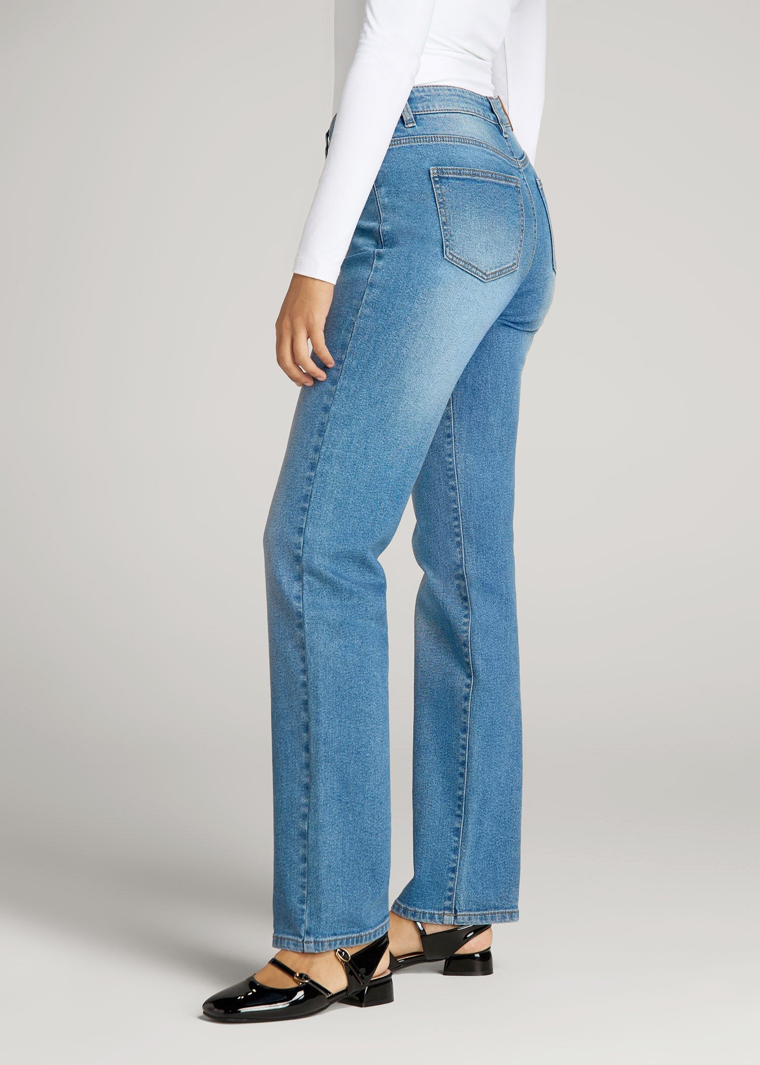 Harper High-Rise Straight Stretch Jeans for Tall Women in Colorado Blue