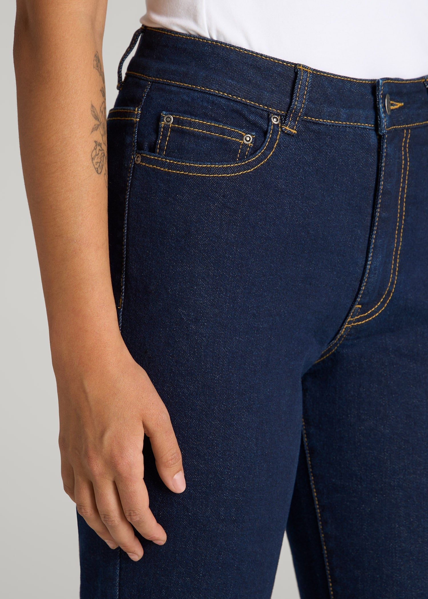 Harper High-Rise Straight Stretch Jeans for Tall Women in Ink Blue