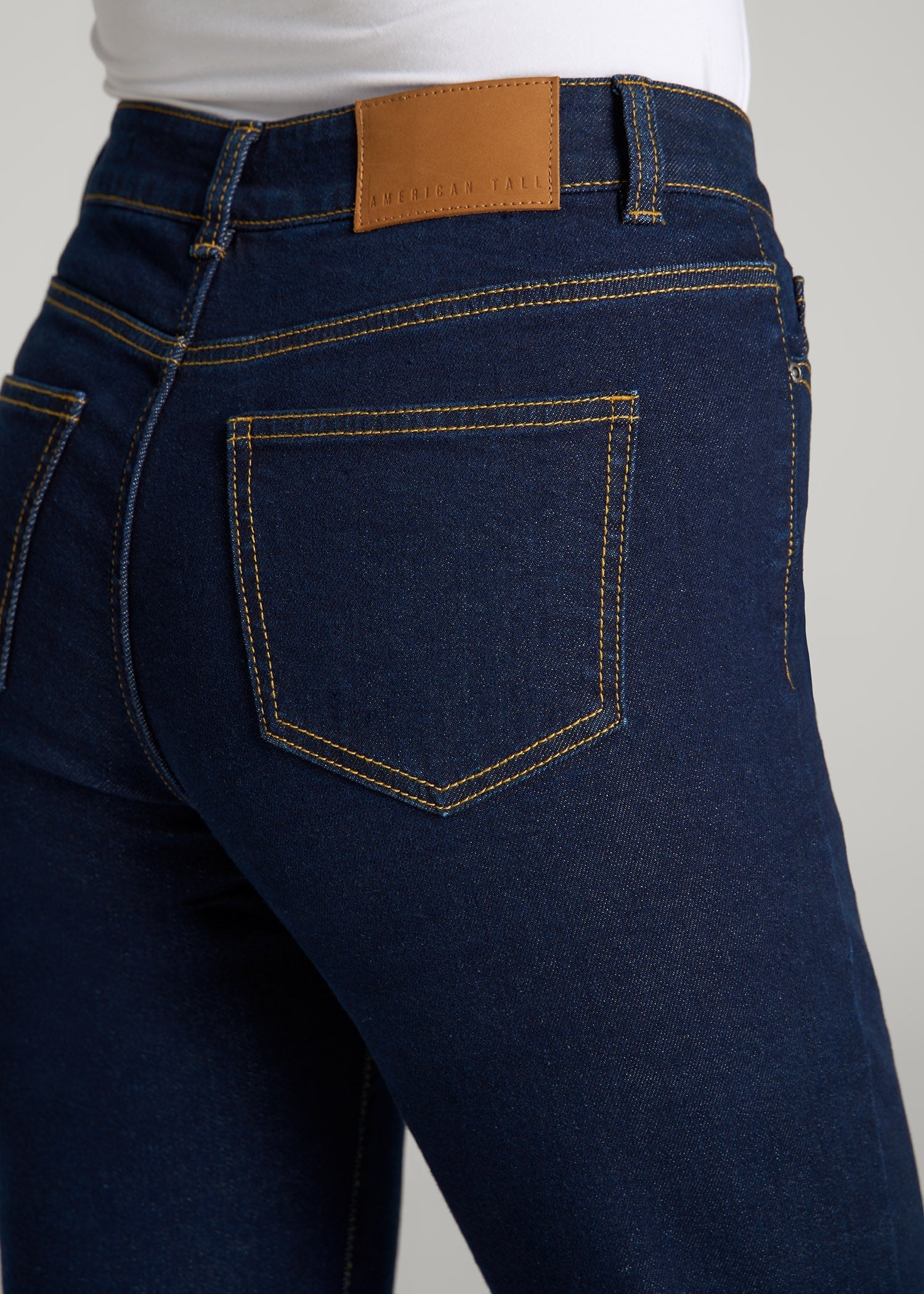Harper High-Rise Straight Stretch Jeans for Tall Women in Ink Blue