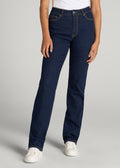 Harper High-Rise Straight Stretch Jeans for Tall Women in Ink Blue