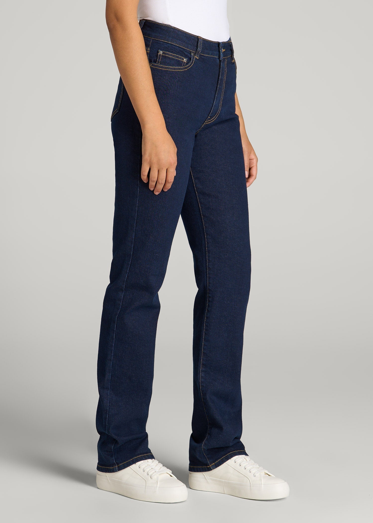 Harper High-Rise Straight Stretch Jeans for Tall Women in Ink Blue