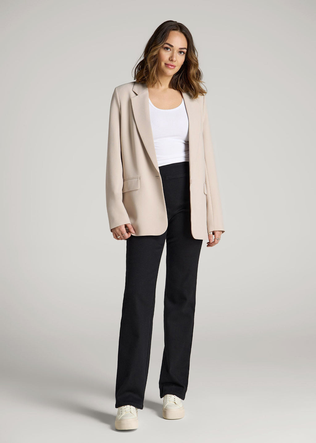 Harper Pull-on Straight Leg Jeans for Tall Women in Washed Black