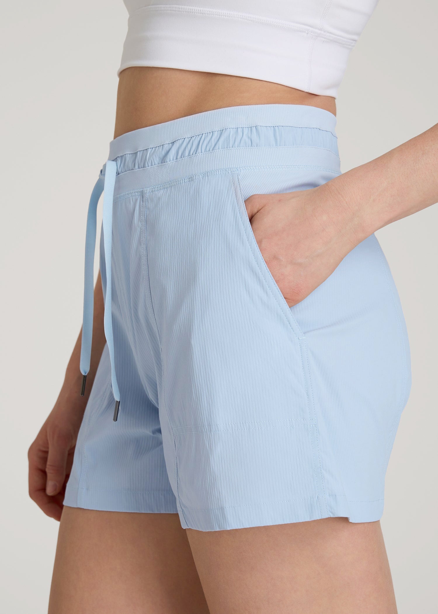 High-Rise After Practice Shorts for Tall Women in Ice Blue