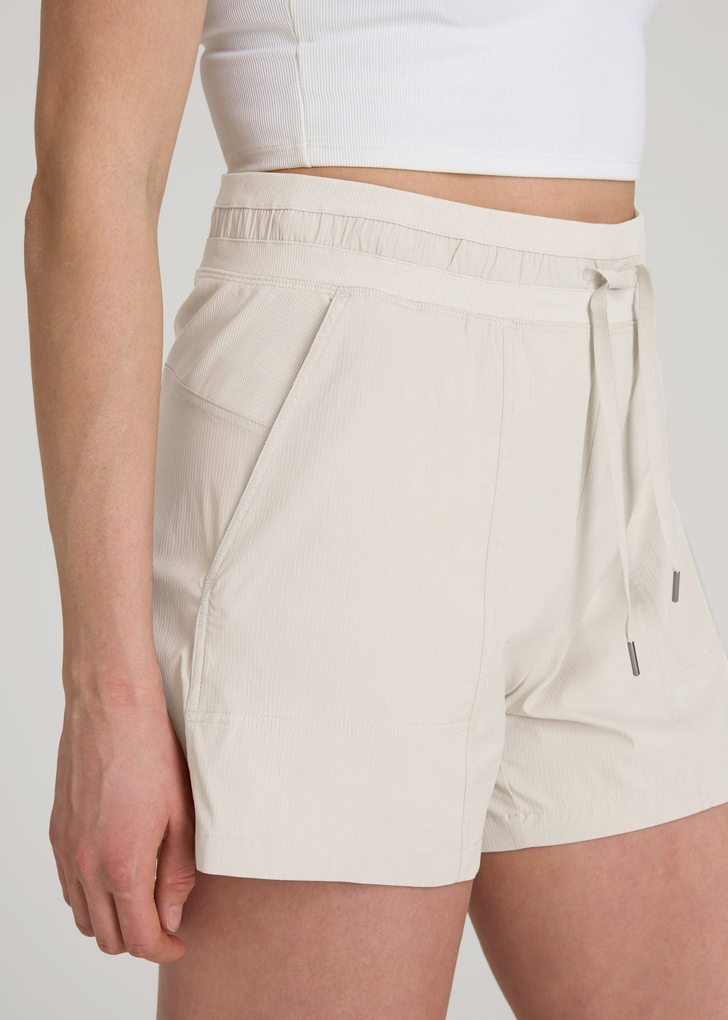 High-Rise After Practice Shorts for Tall Women in Stone
