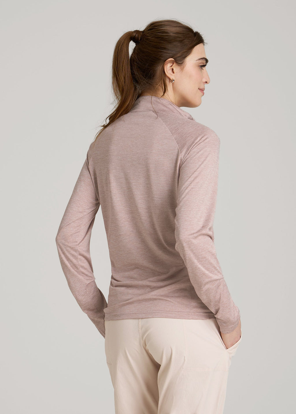 Long Sleeve Active Half-Zip Pullover Jacket for Tall Women in Desert Rose Mix