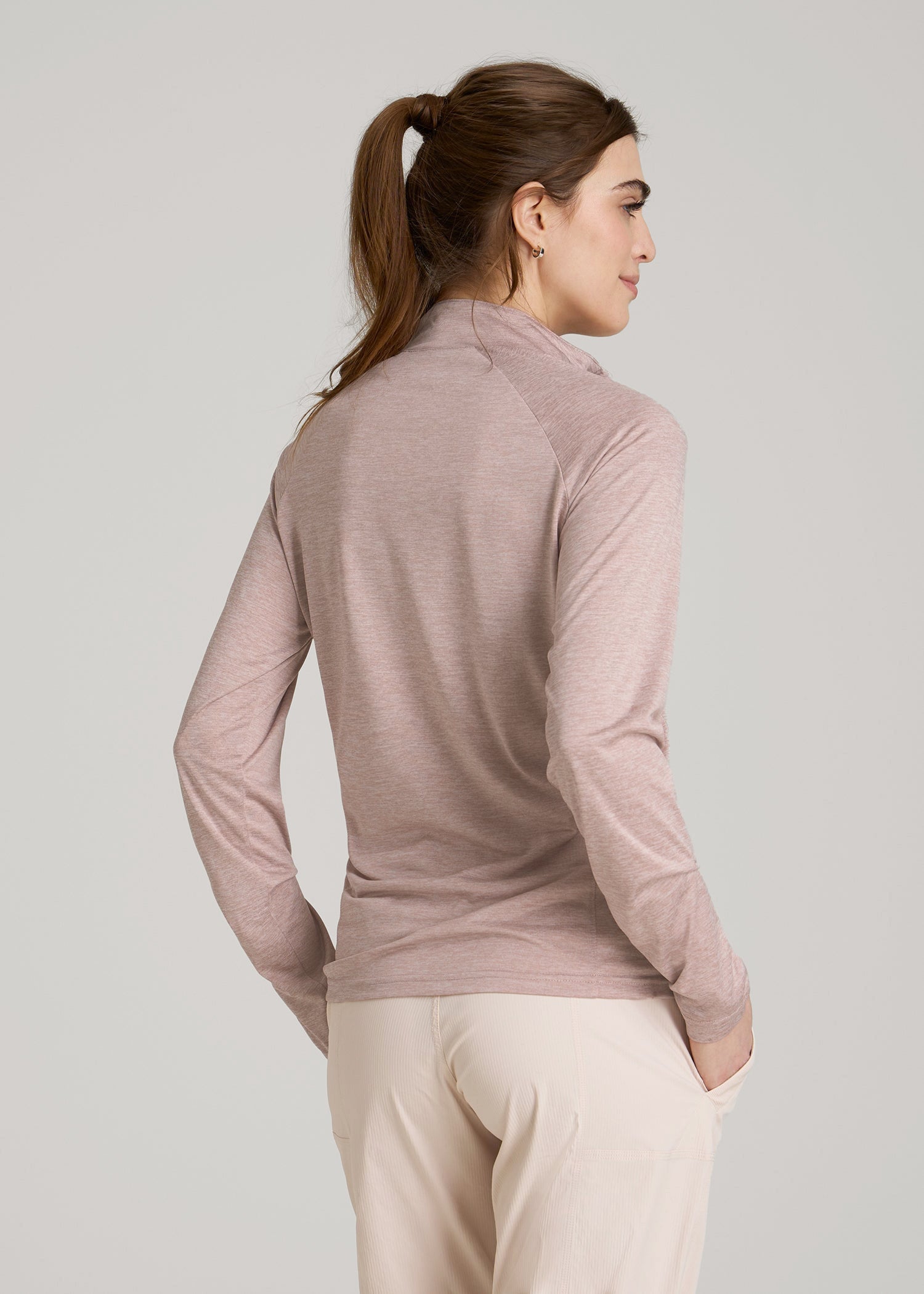 Long Sleeve Active Half-Zip Pullover Jacket for Tall Women in Desert Rose Mix