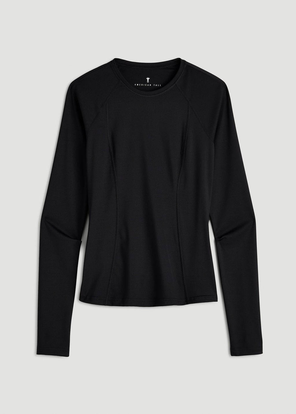 Long Sleeve Crewneck Rashguard for Tall Women in Deep Black