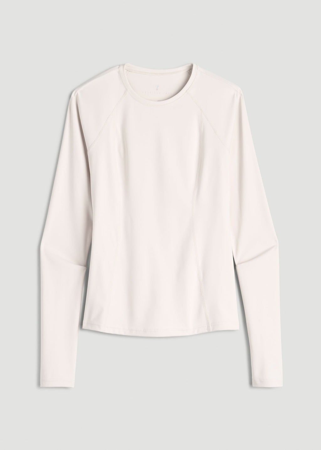 Long Sleeve Crewneck Rashguard for Tall Women in White Sand
