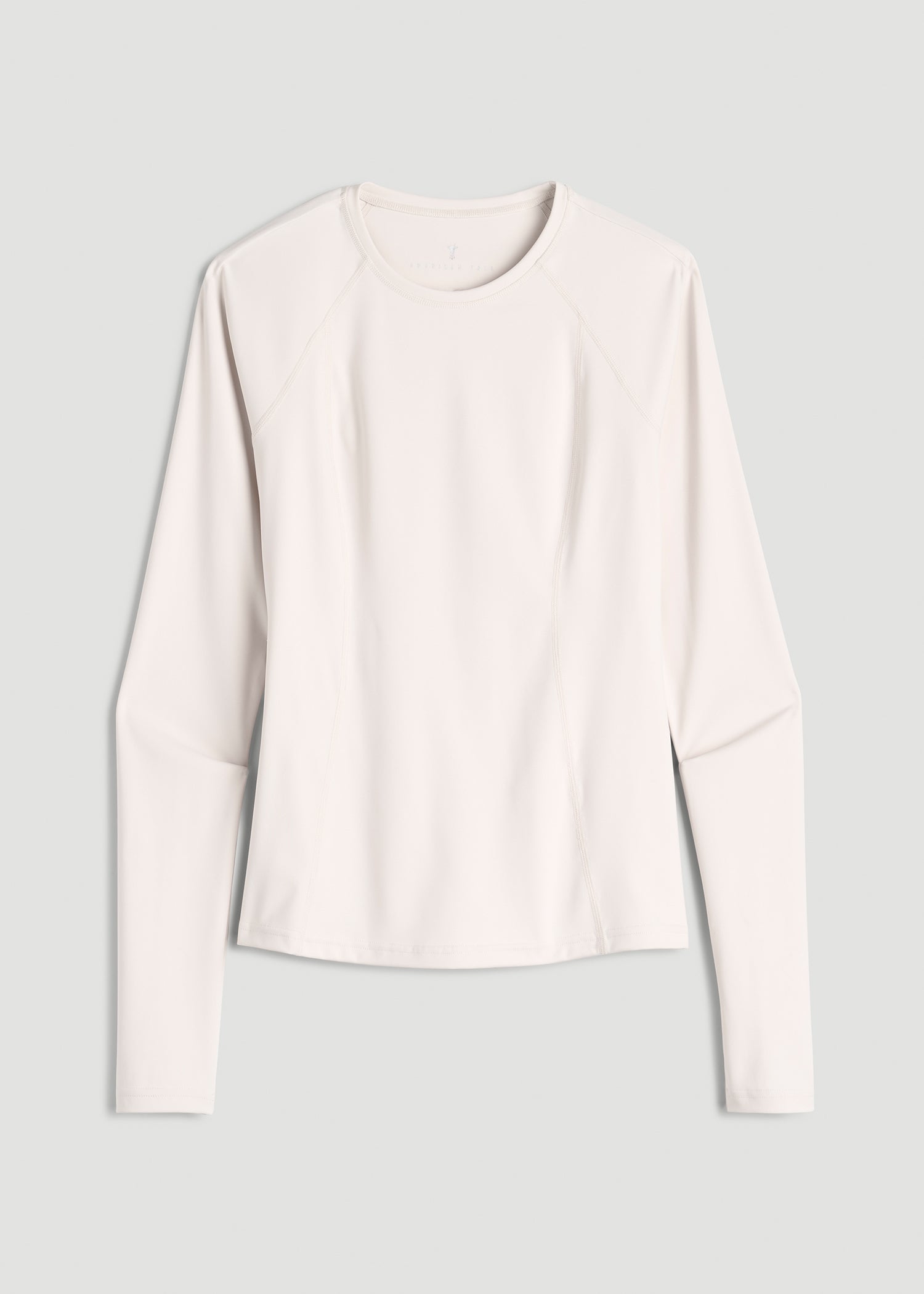 Long Sleeve Crewneck Rashguard for Tall Women in White Sand