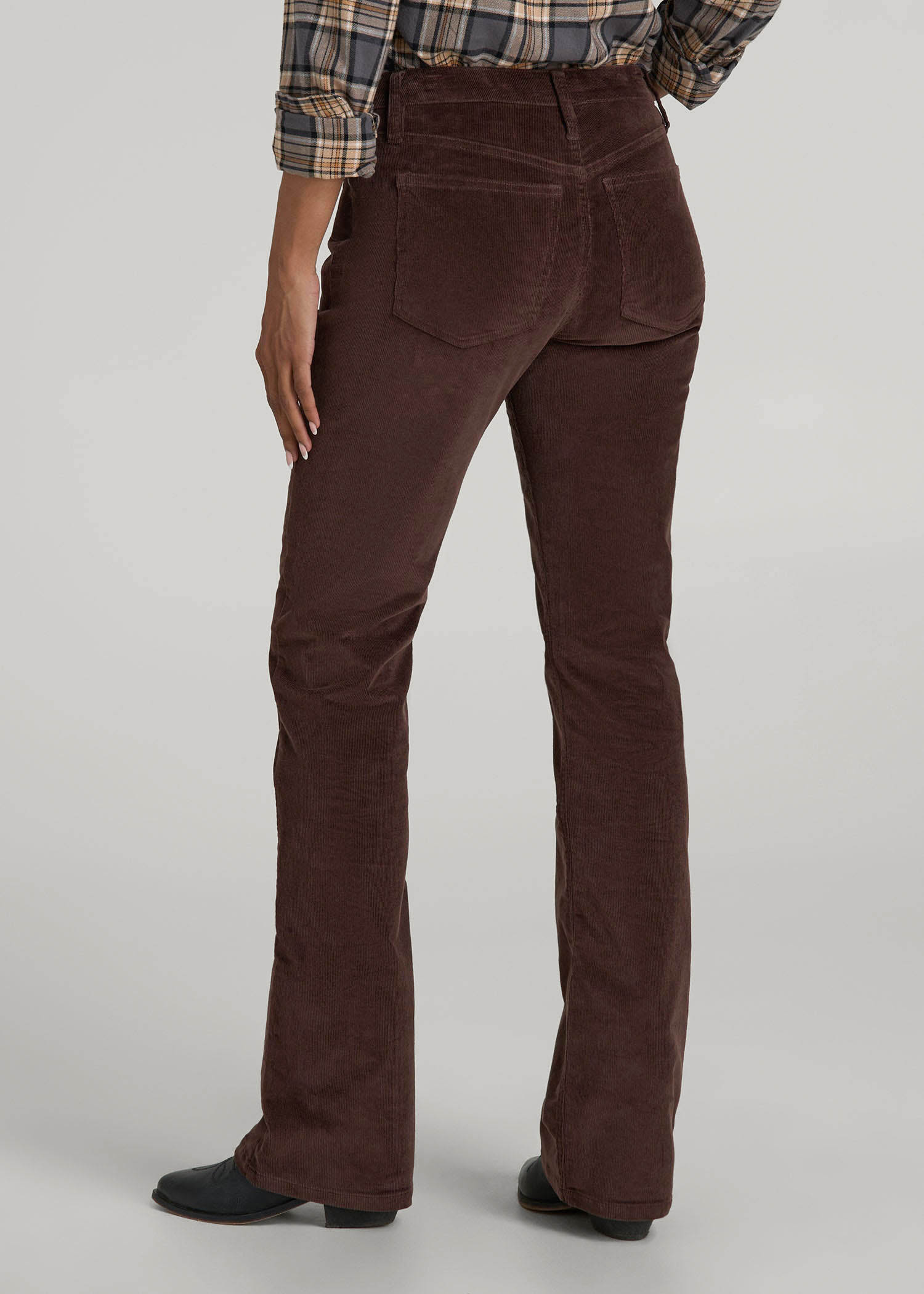 Mid-Rise Mini Bootcut Corduroy Pants for Tall Women in Espresso