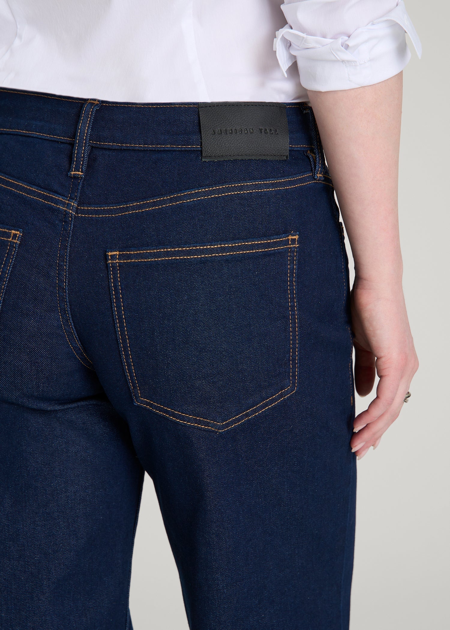 Quinn Mid-Rise Relaxed Fit Jeans for Tall Women in Deep Indigo Wash