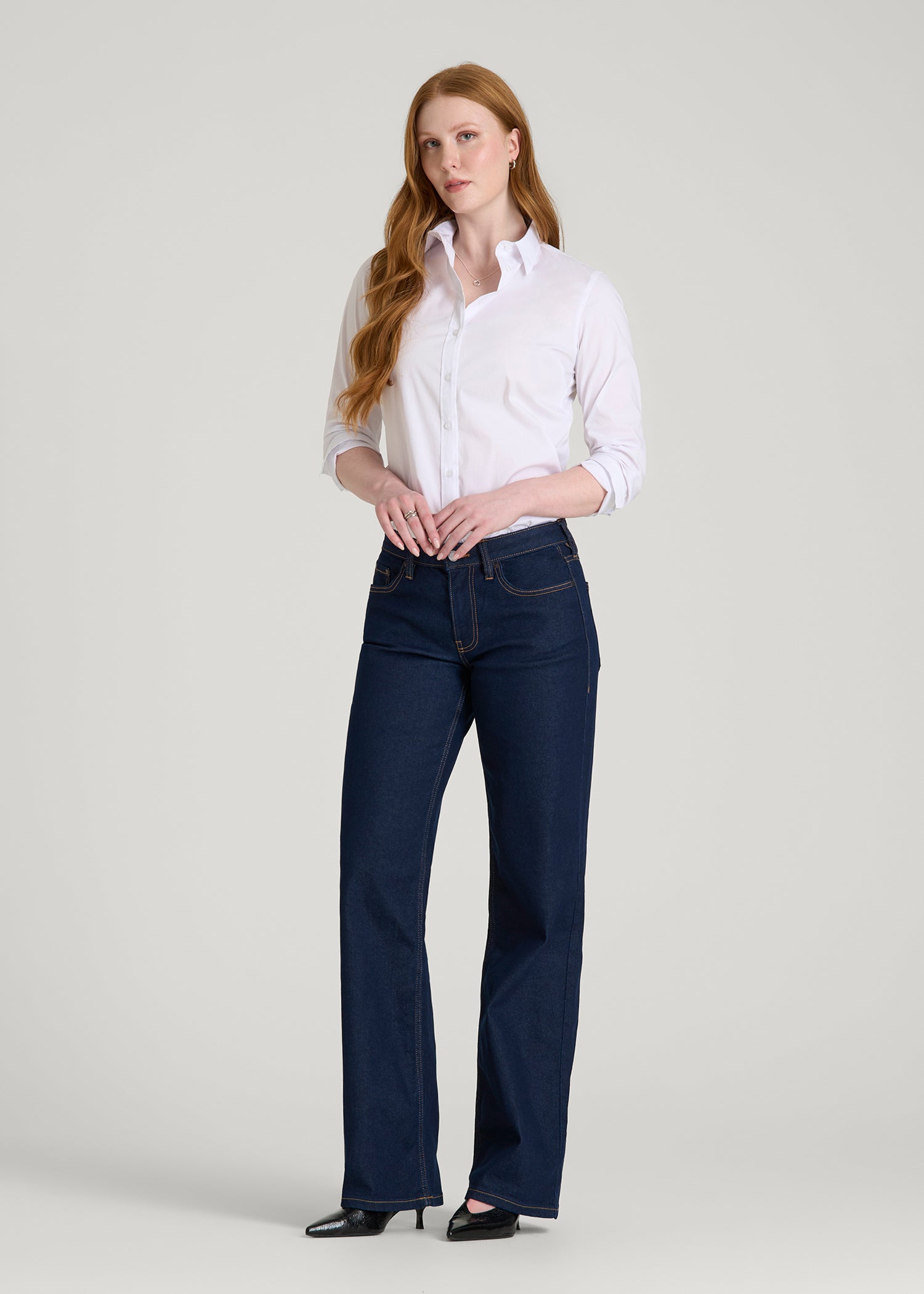 Quinn Mid-Rise Relaxed Fit Jeans for Tall Women in Deep Indigo Wash