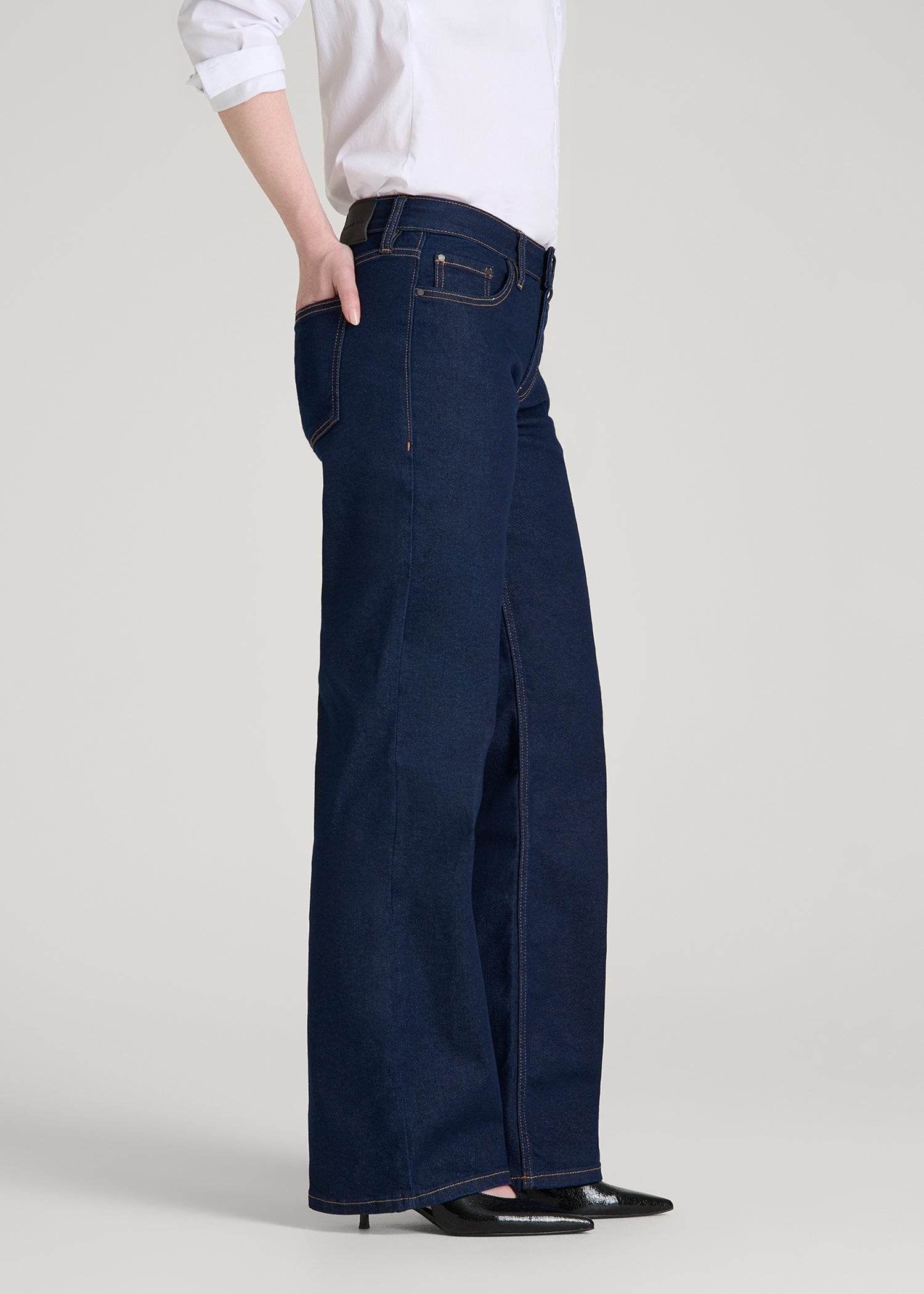 Quinn Mid-Rise Relaxed Fit Jeans for Tall Women in Deep Indigo Wash