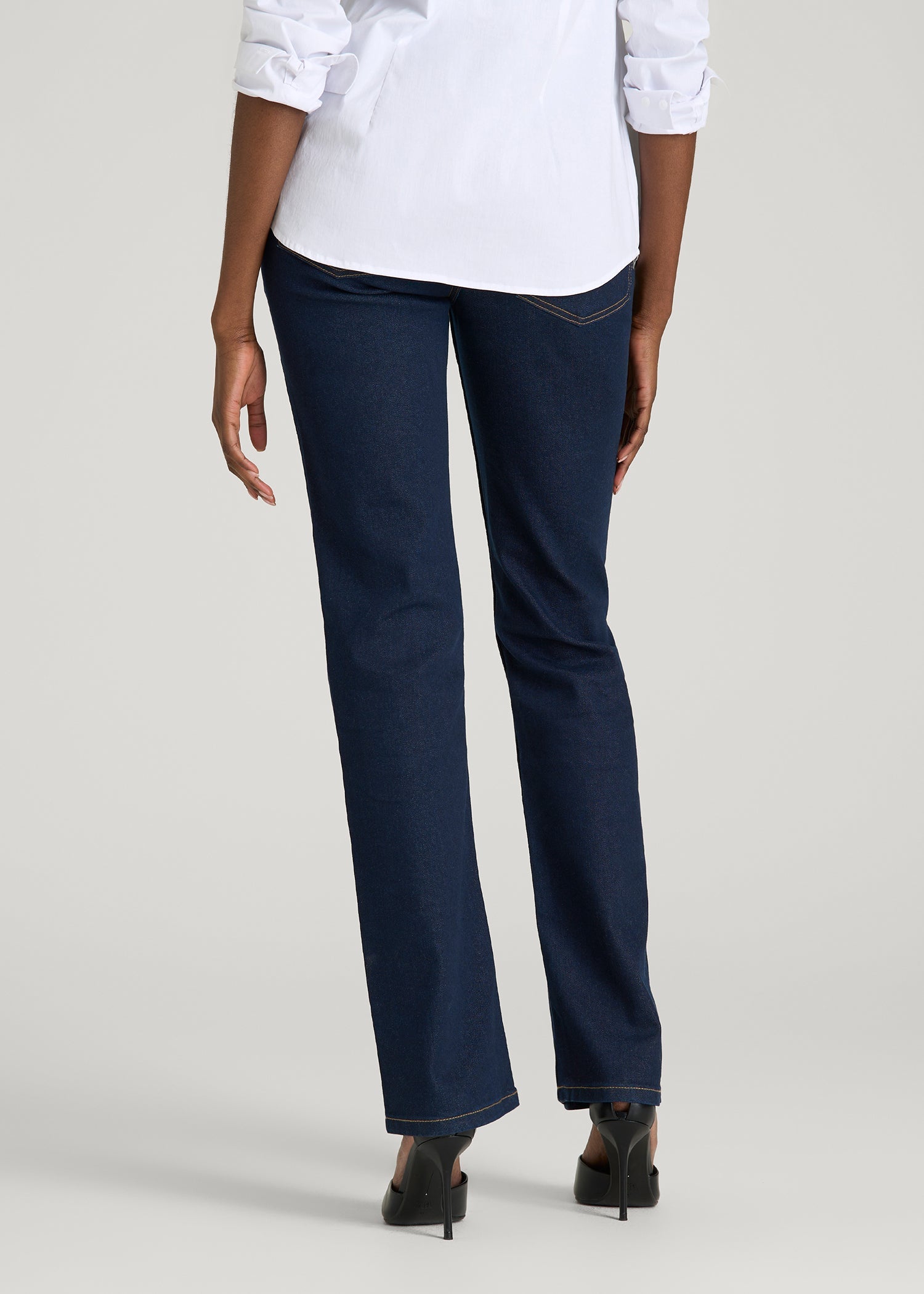 Sadie Mid-Rise Straight Fit Jeans for Tall Women in Deep Indigo Wash