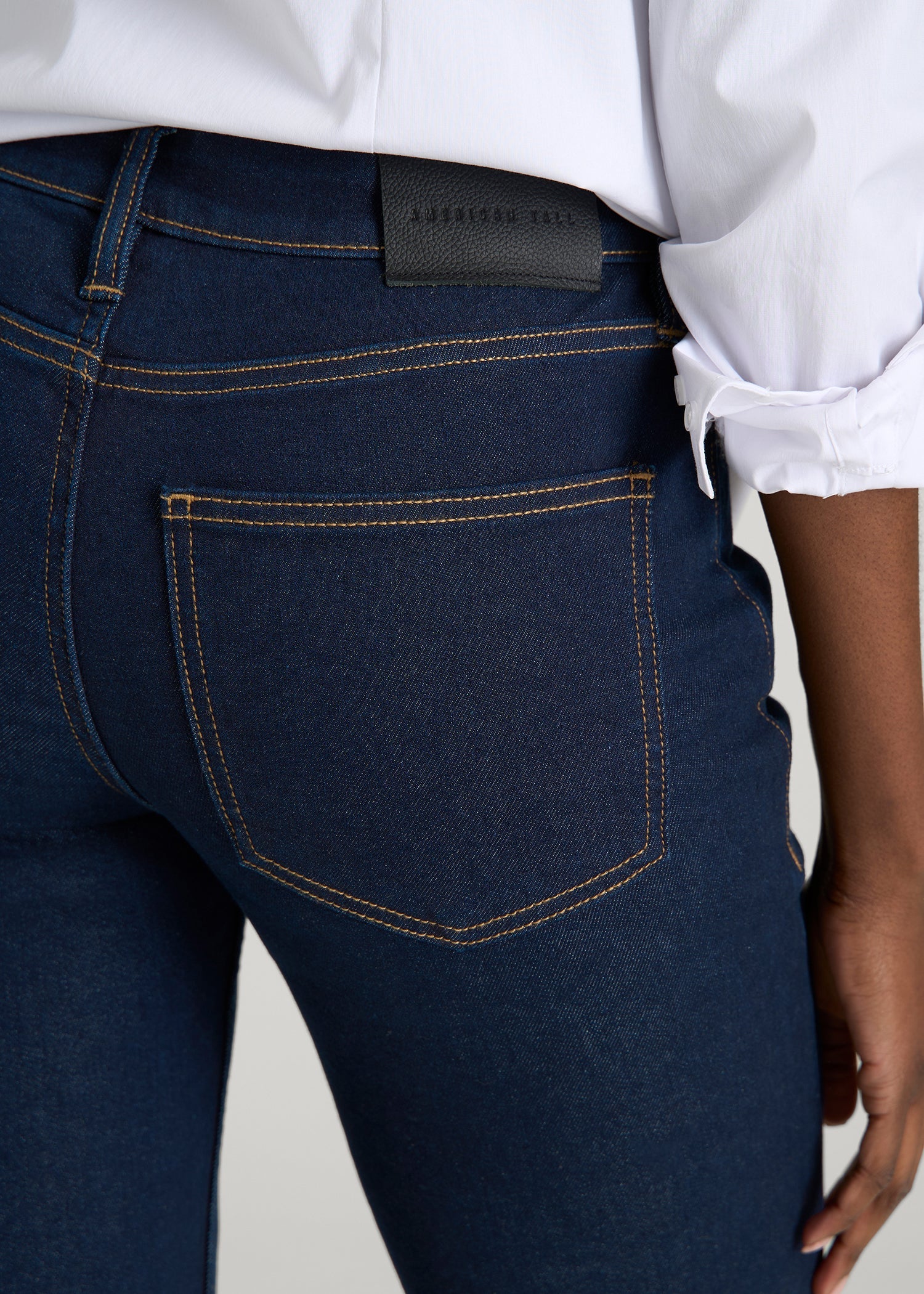 Sadie Mid-Rise Straight Fit Jeans for Tall Women in Deep Indigo Wash