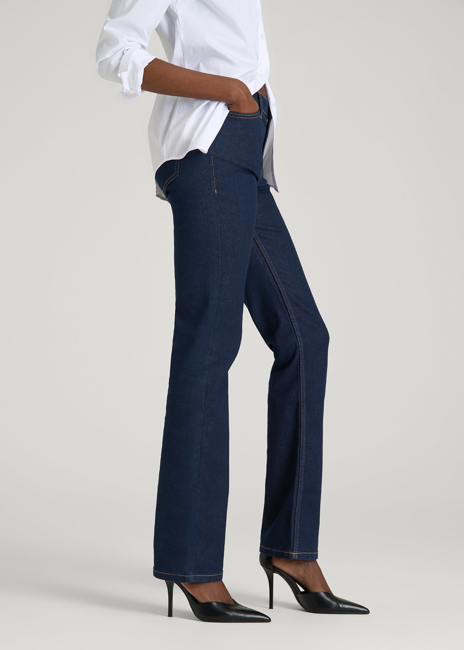 Sadie Mid-Rise Straight Fit Jeans for Tall Women in Deep Indigo Wash