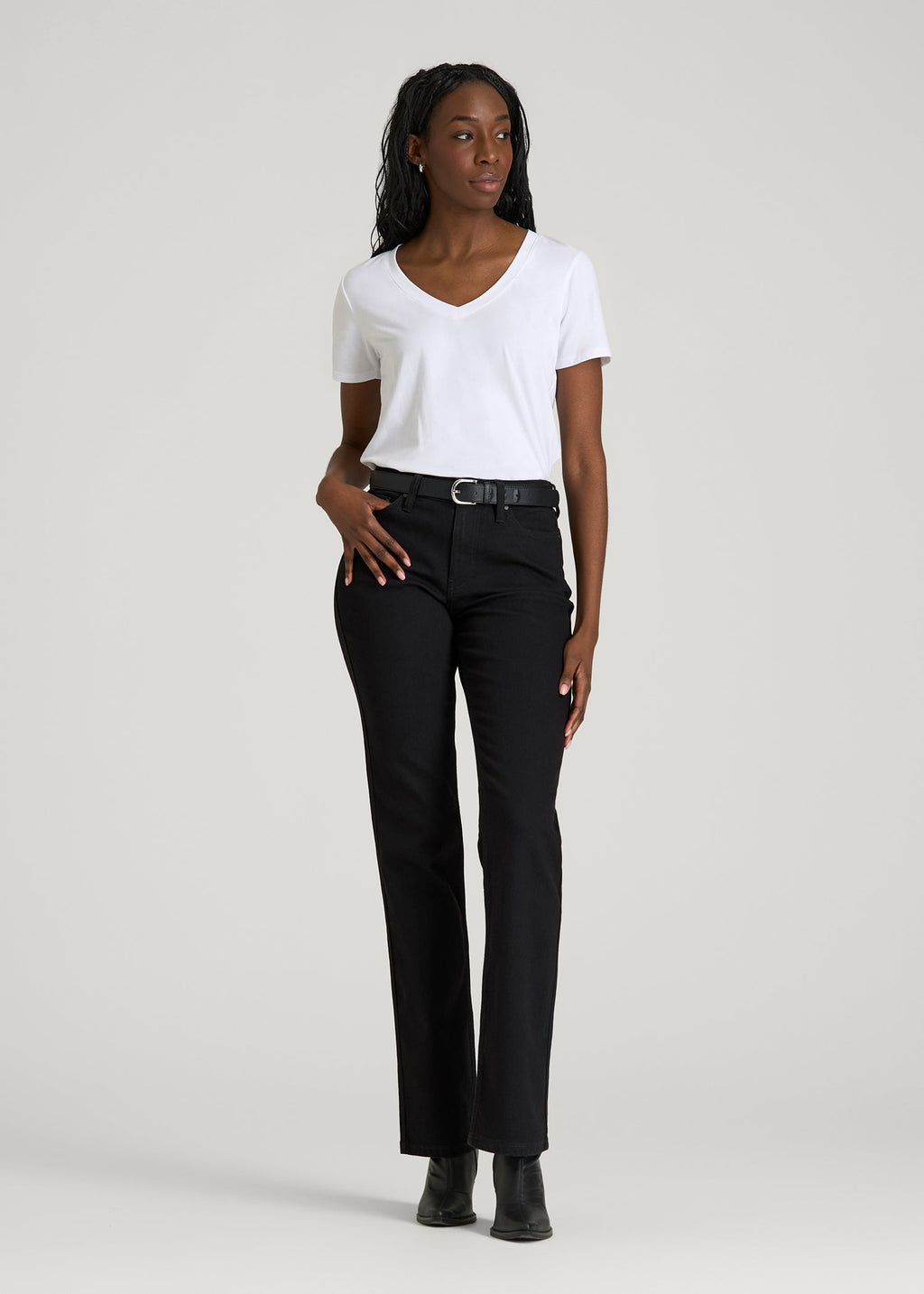 Sadie Mid-Rise Straight Fit Jeans for Tall Women in Optimum Black