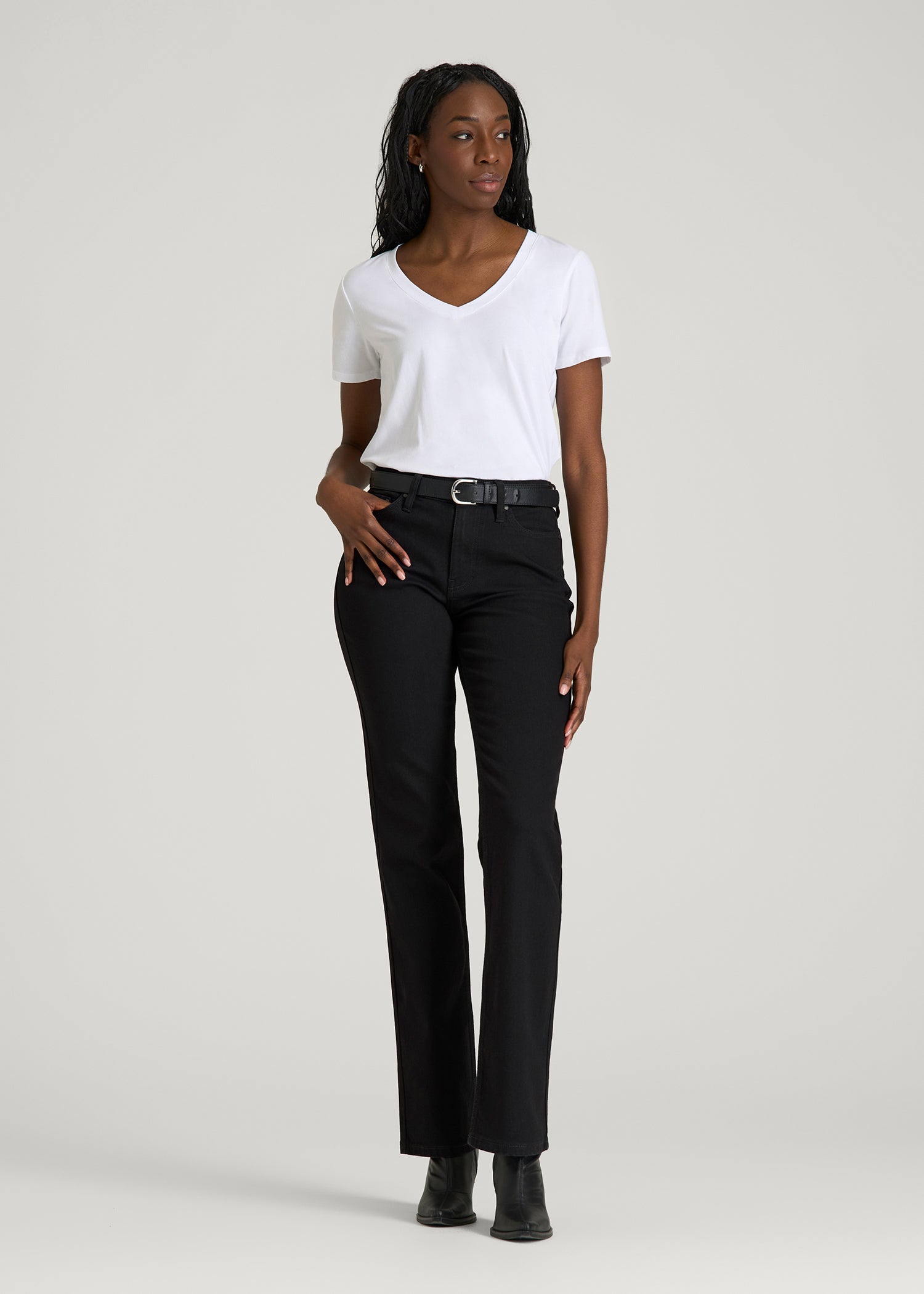 Sadie Mid-Rise Straight Fit Jeans for Tall Women in Optimum Black