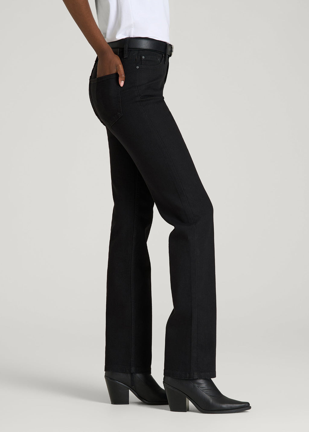 Sadie Mid-Rise Straight Fit Jeans for Tall Women in Optimum Black