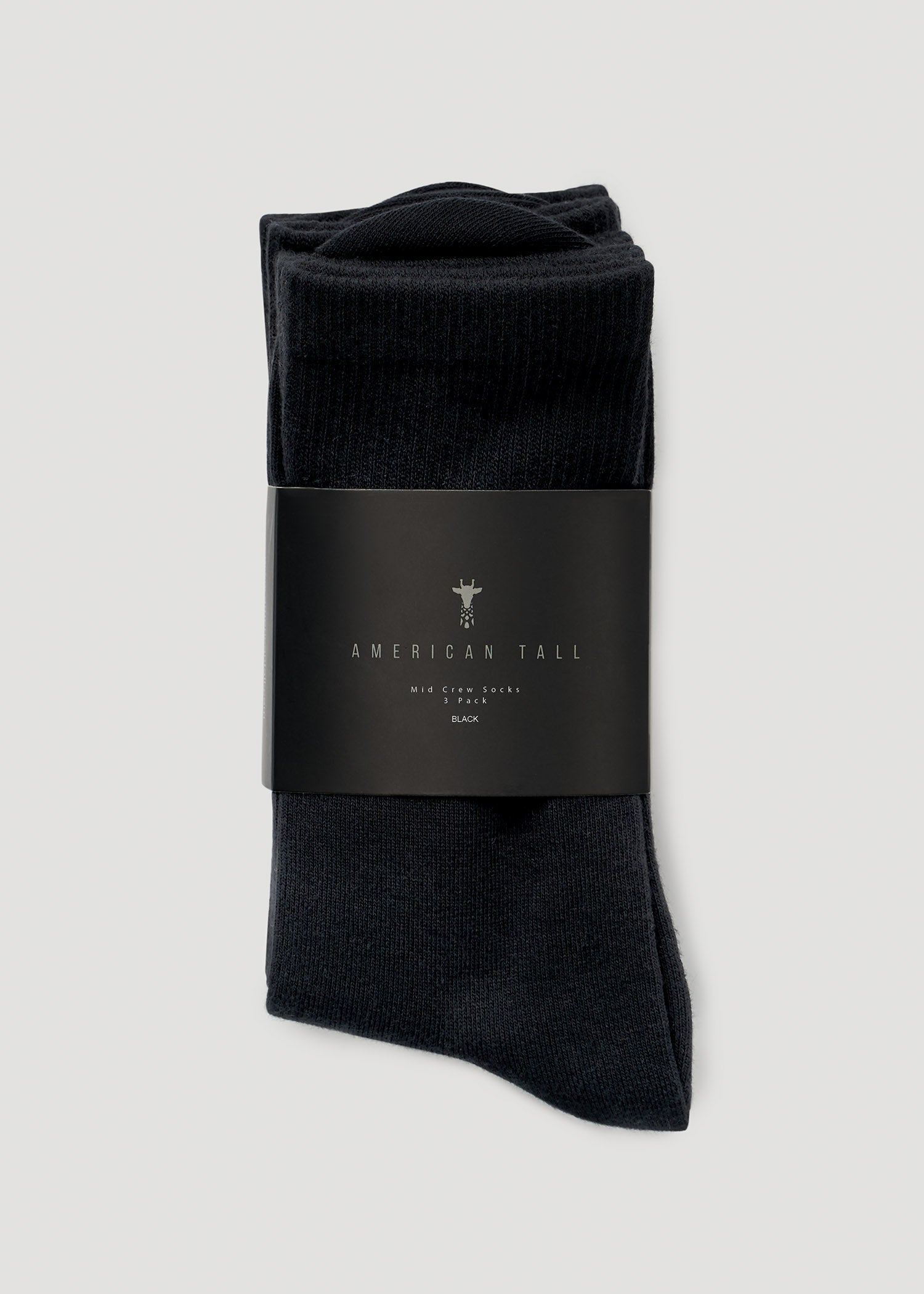 Mid Crew Socks (X-Large Size: 10-13) for Tall Women in Black