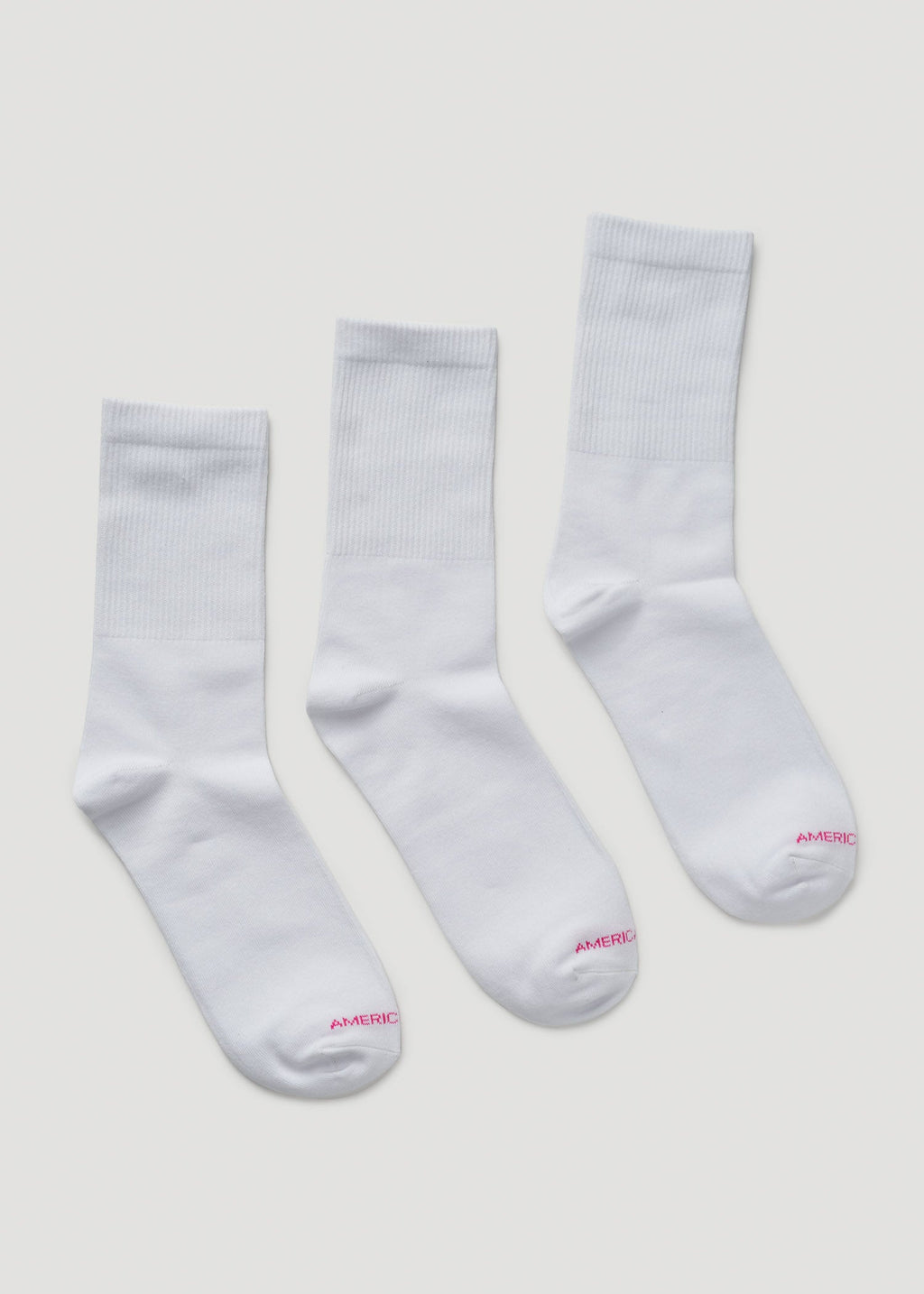 Mid Crew Socks (X-Large Size: 10-13) for Tall Women in White