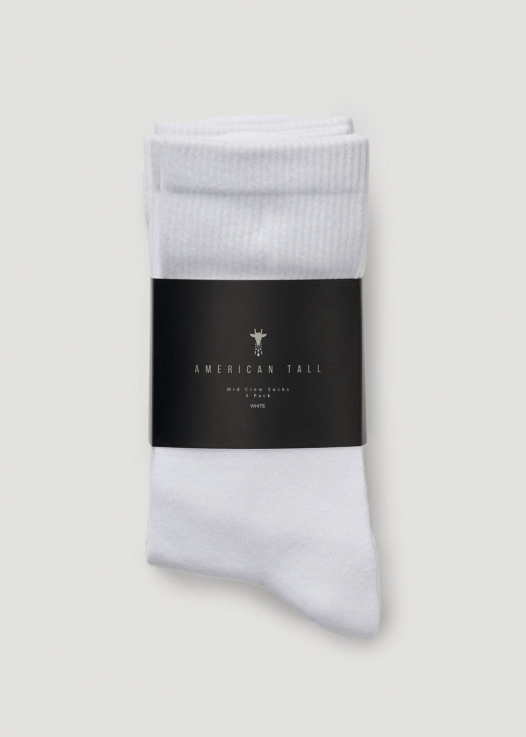 Mid Crew Socks (X-Large Size: 10-13) for Tall Women in White