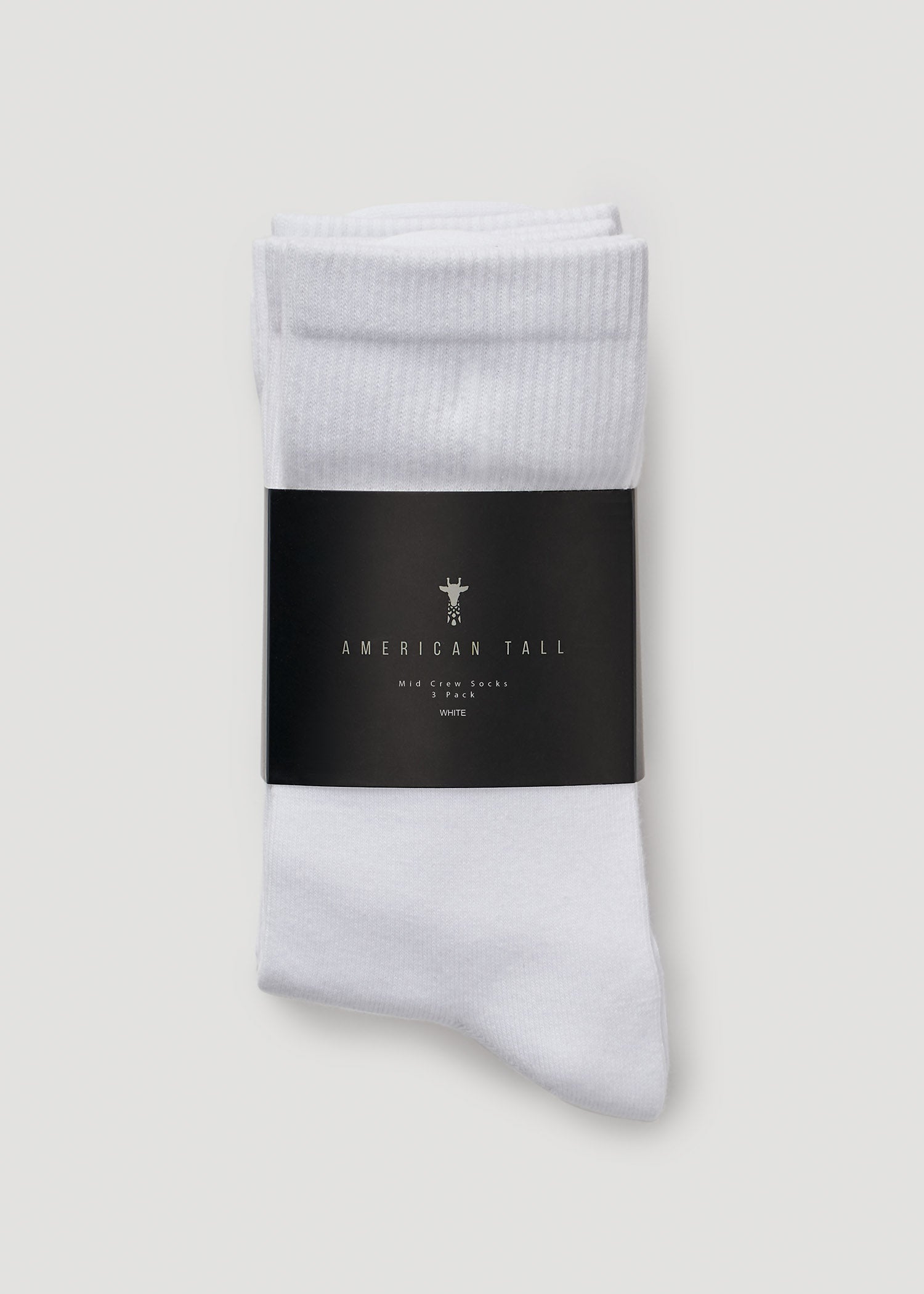 Mid Crew Socks (X-Large Size: 10-13) for Tall Women in White