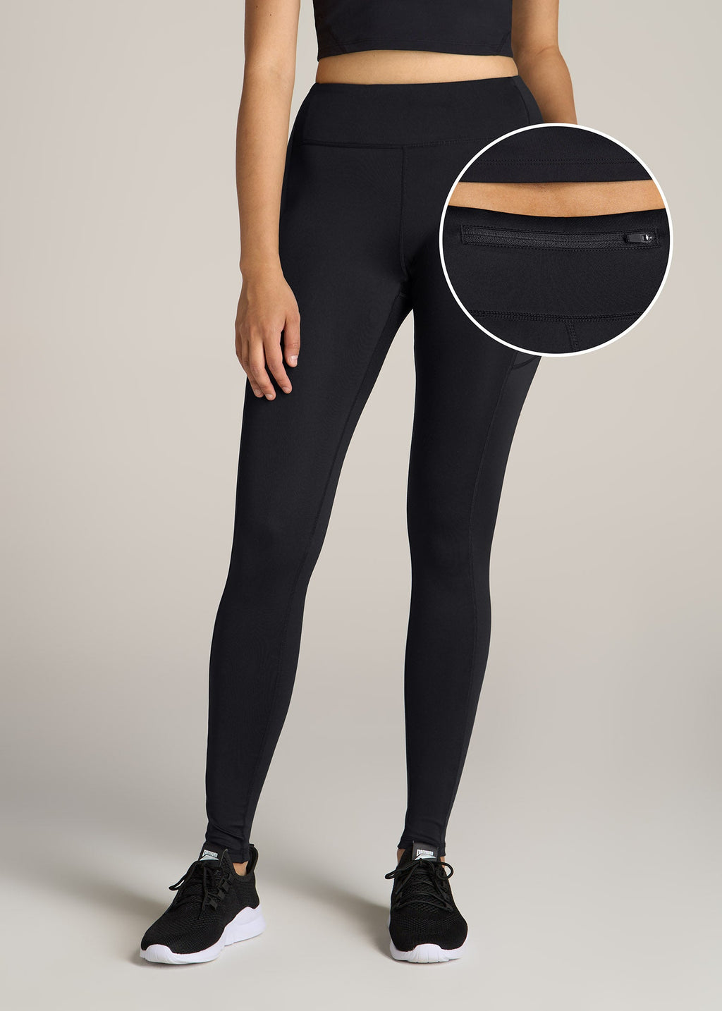 Active Leggings with Pockets for Tall Women in Black