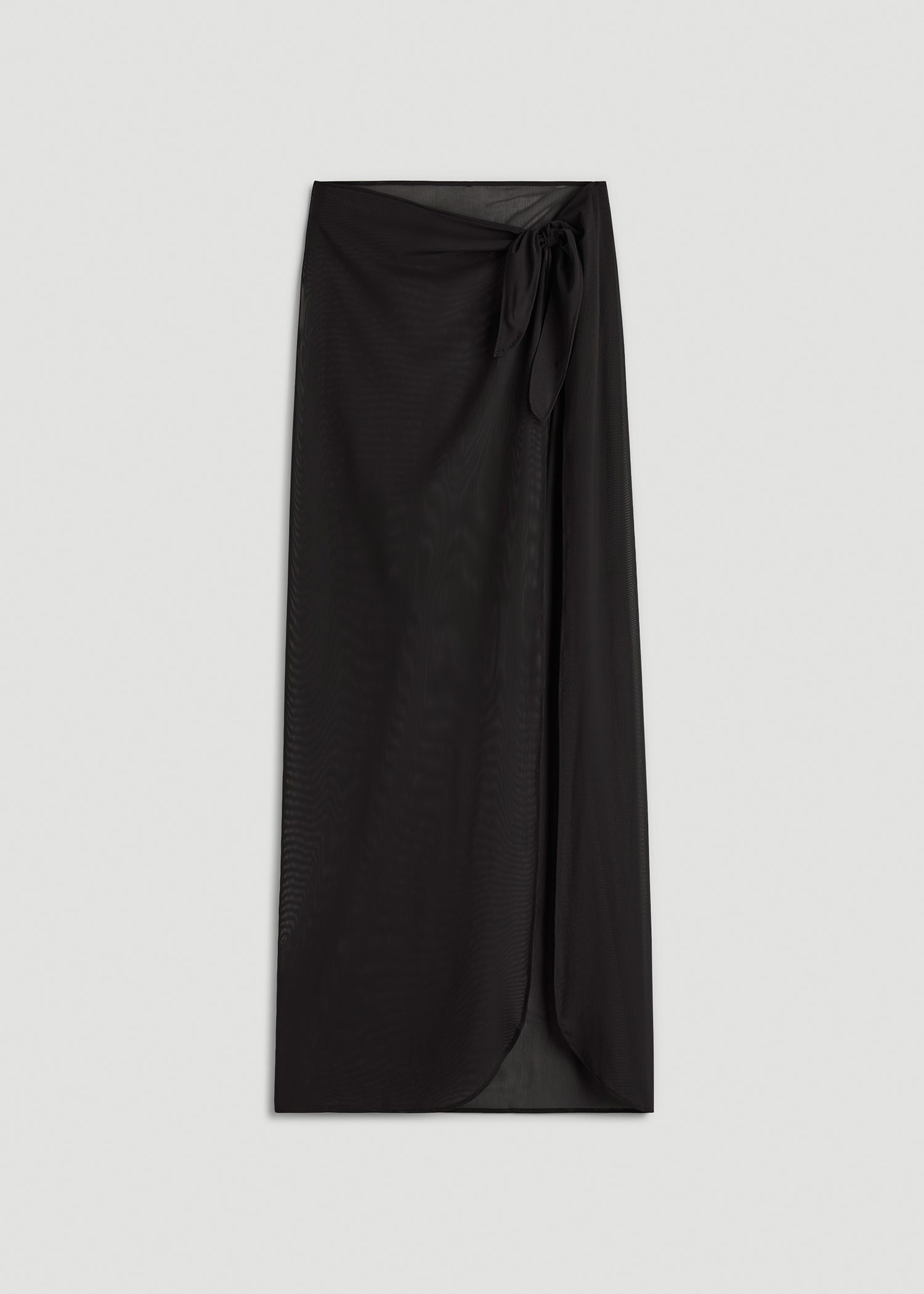 Power Mesh Long Sarong for Tall Women in Deep Black