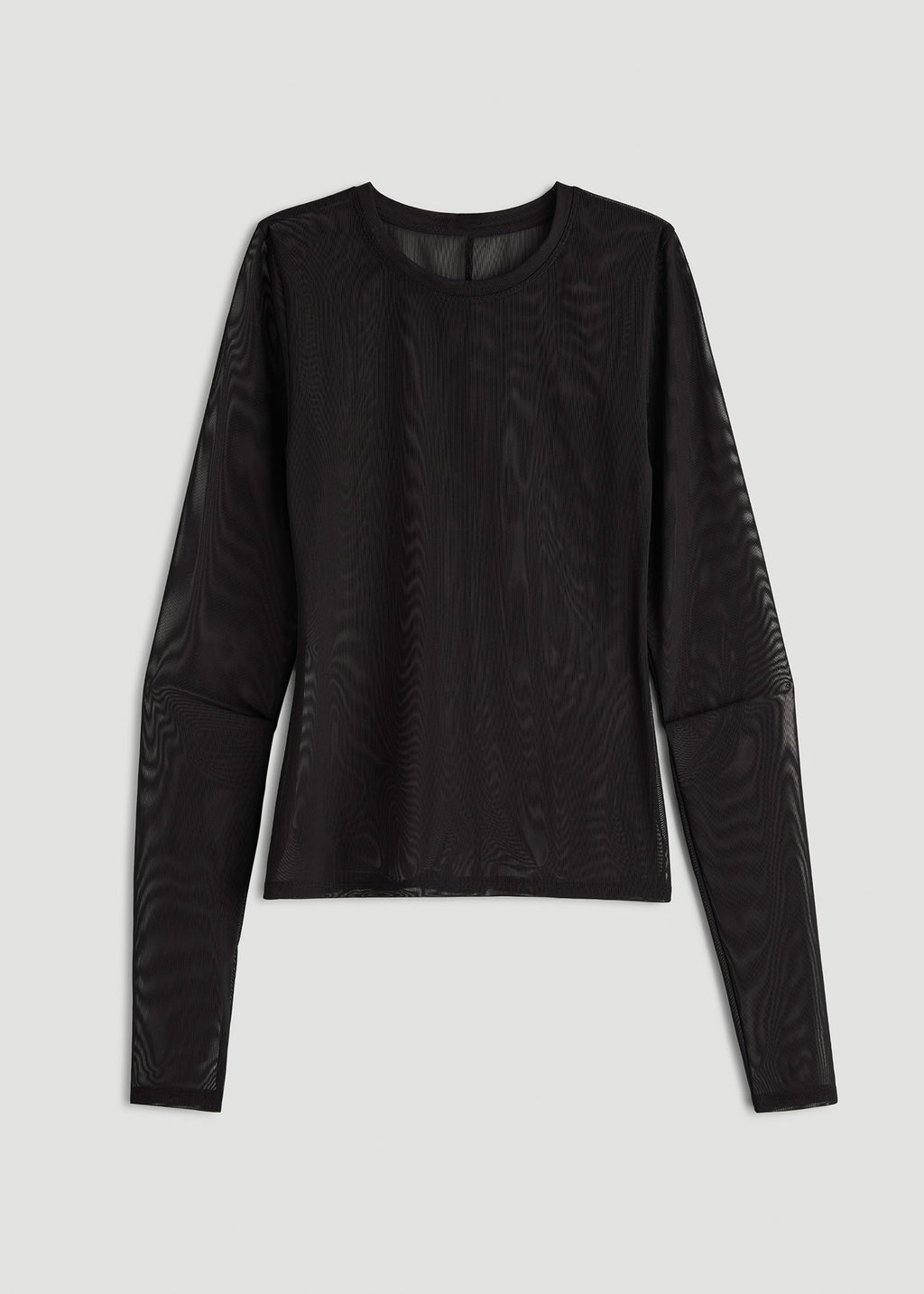 Power Mesh Fitted Long Sleeve Top for Tall Women in Deep Black