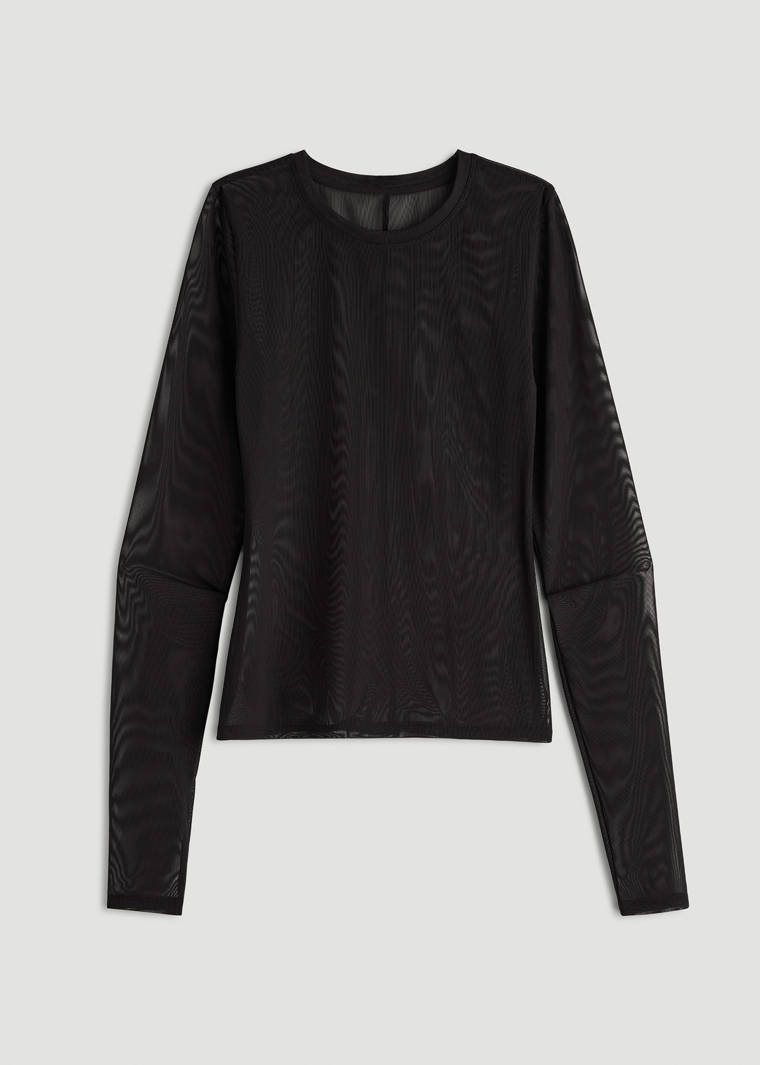 Power Mesh Fitted Long Sleeve Top for Tall Women in Deep Black