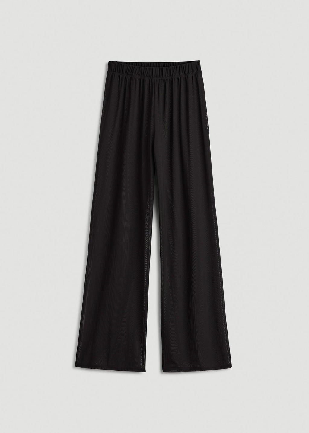 Power Mesh Wide-Leg Pants for Tall Women in Deep Black