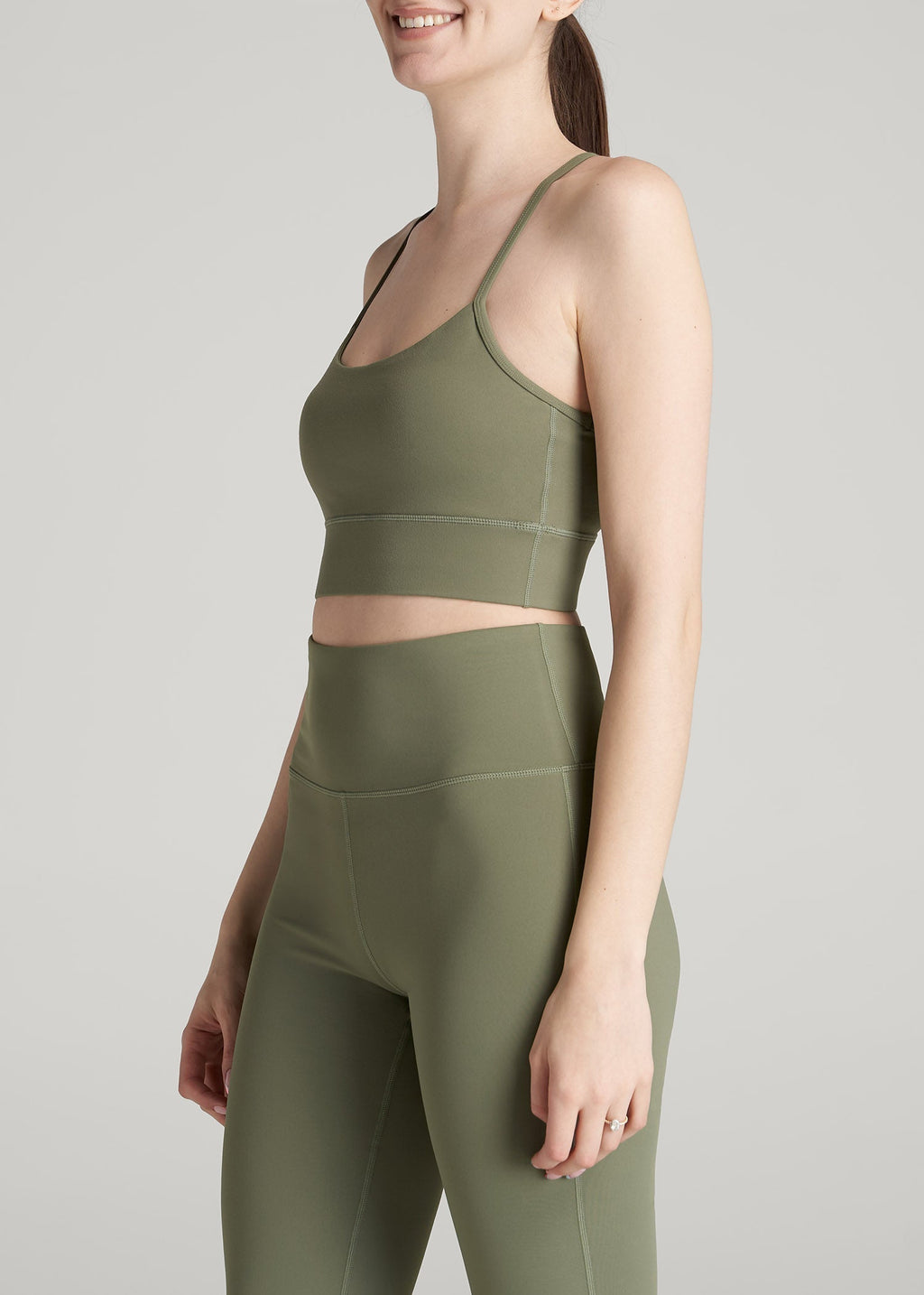 Racerback Sports Bra for Tall Women in Olive