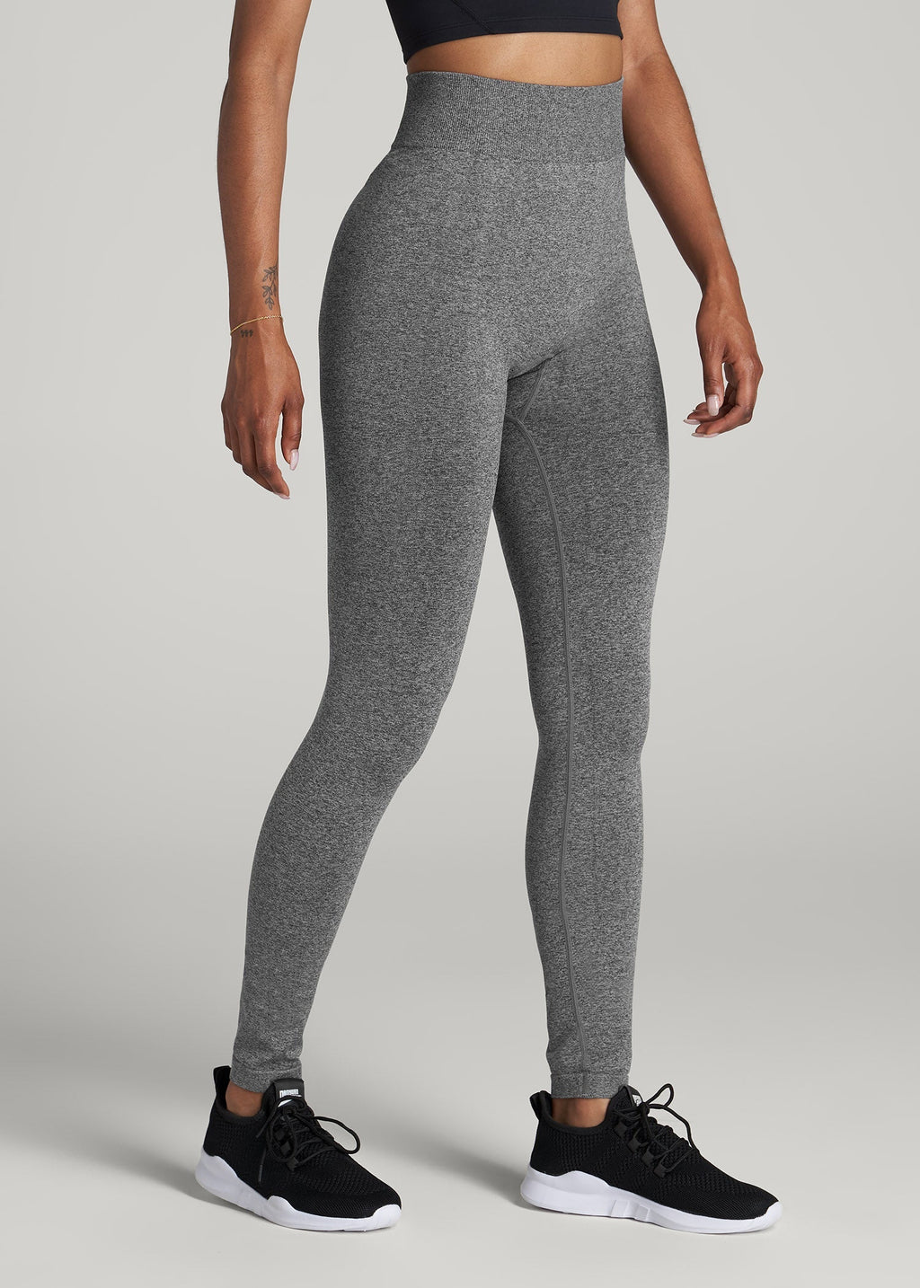 Seamless Leggings for Tall Women in Black & Grey Heather