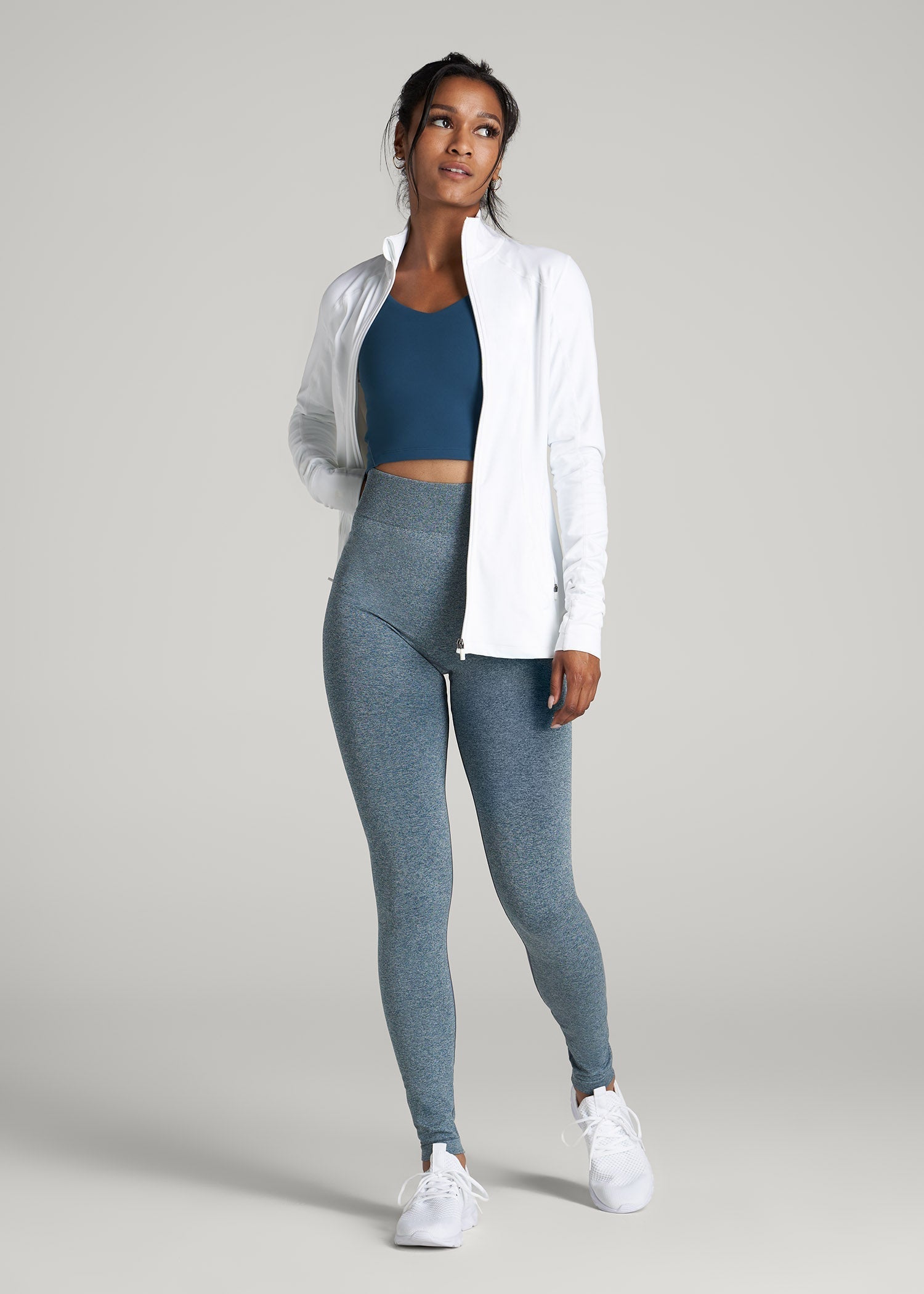 Seamless Leggings for Tall Women in Bright Navy Heather