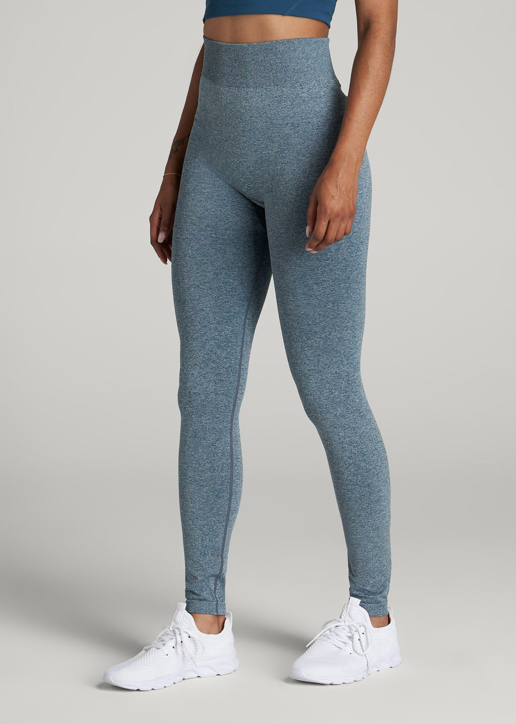 Seamless Leggings for Tall Women in Bright Navy Heather