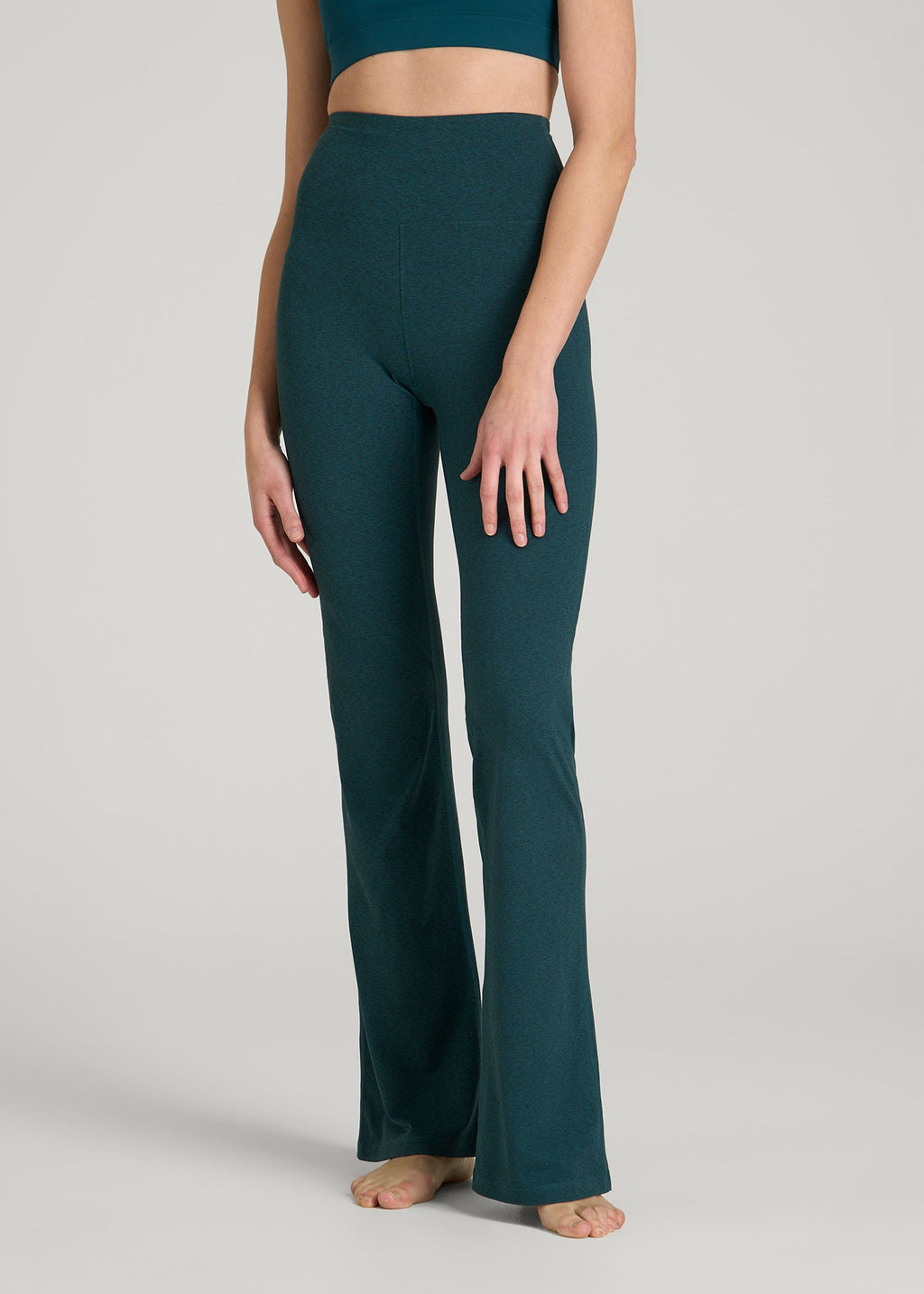 Ultra Soft High Rise Flare Yoga Pants for Tall Women in Deep Teal Mix