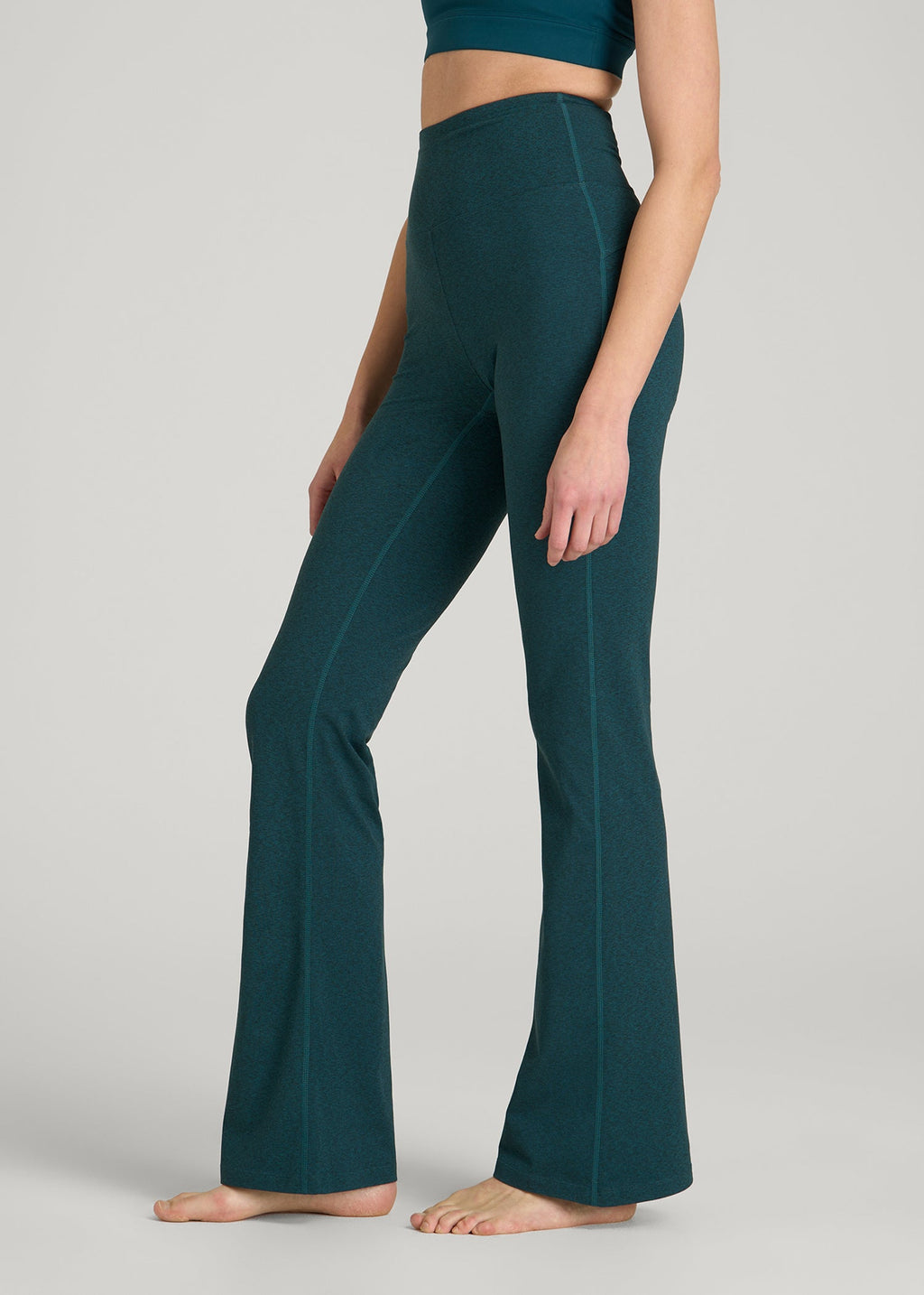 Ultra Soft High Rise Flare Yoga Pants for Tall Women in Deep Teal Mix