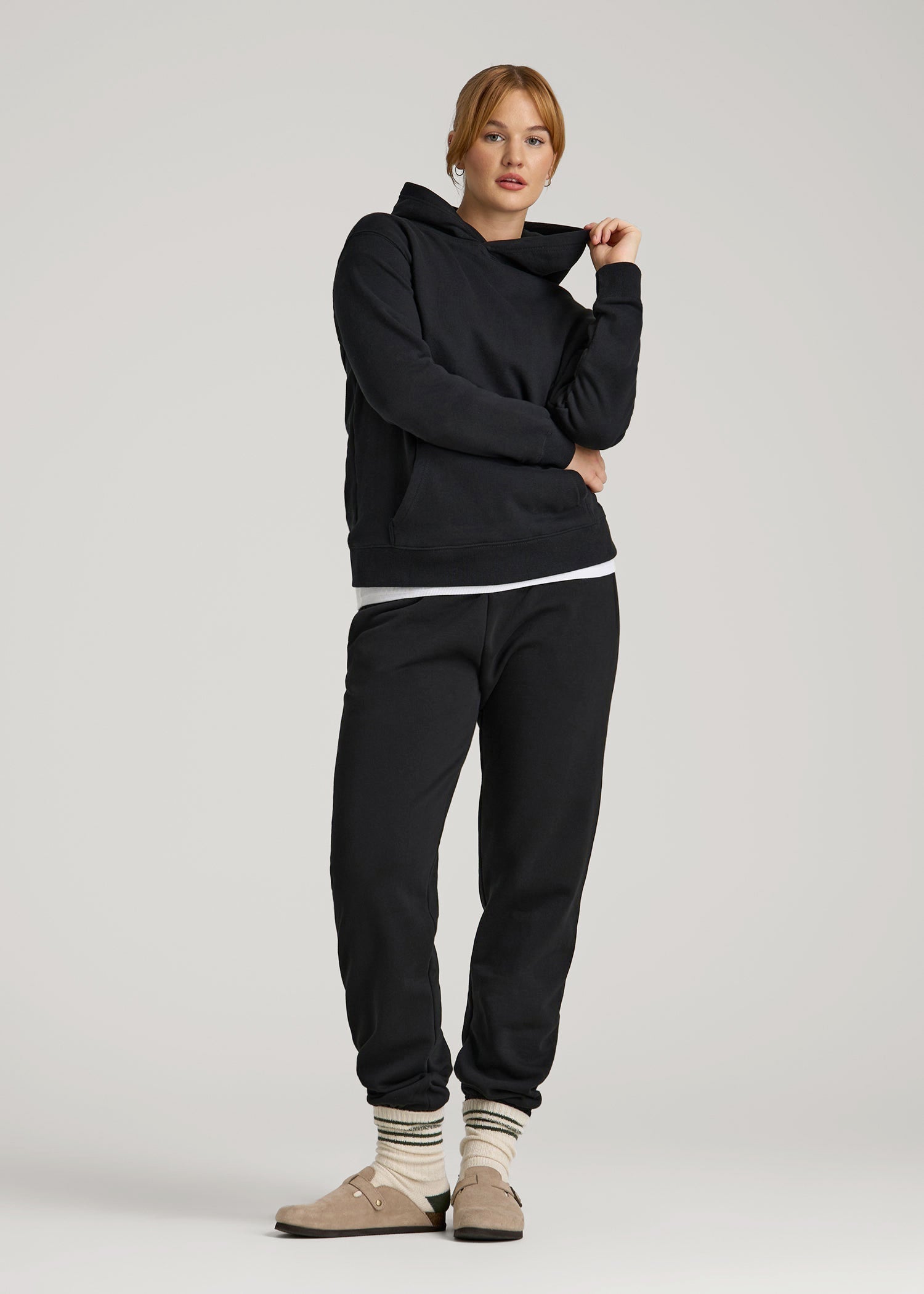 Wearever Fleece Relaxed Fit Hoodie for Tall Women in Black