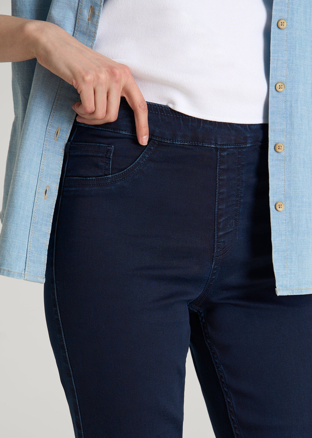 Jeggings for Tall Women in Deep Indigo Wash