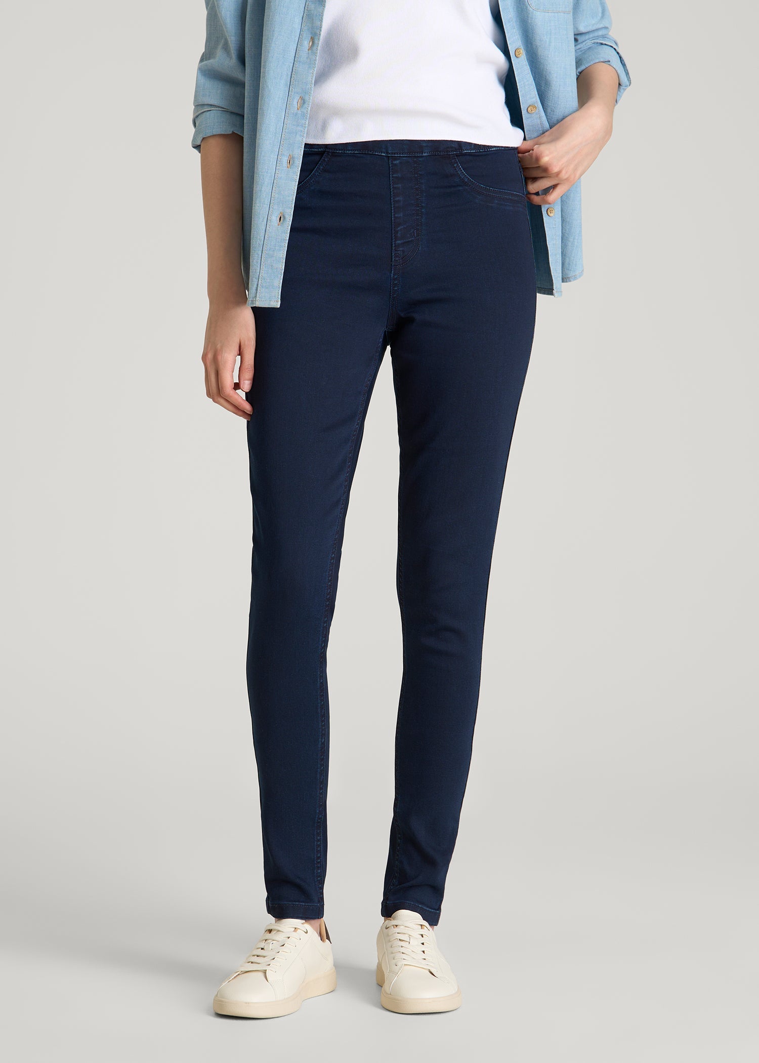 Jeggings for Tall Women in Deep Indigo Wash